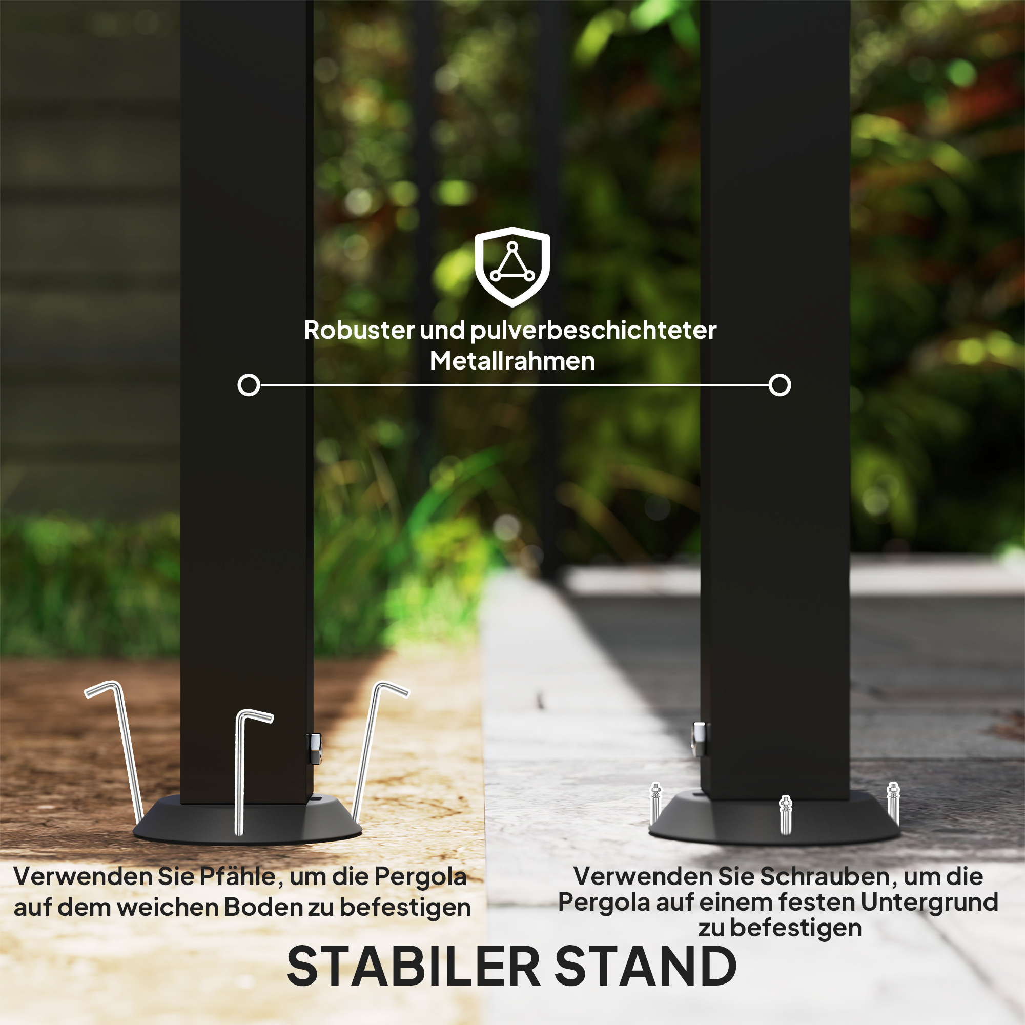 3 x 2,5 m Pergola, Wandmontierter Garten-Pavillon, wasserbeständig, Metallrahmen, Ablauflöcher, Schattendach, Cremeweiß