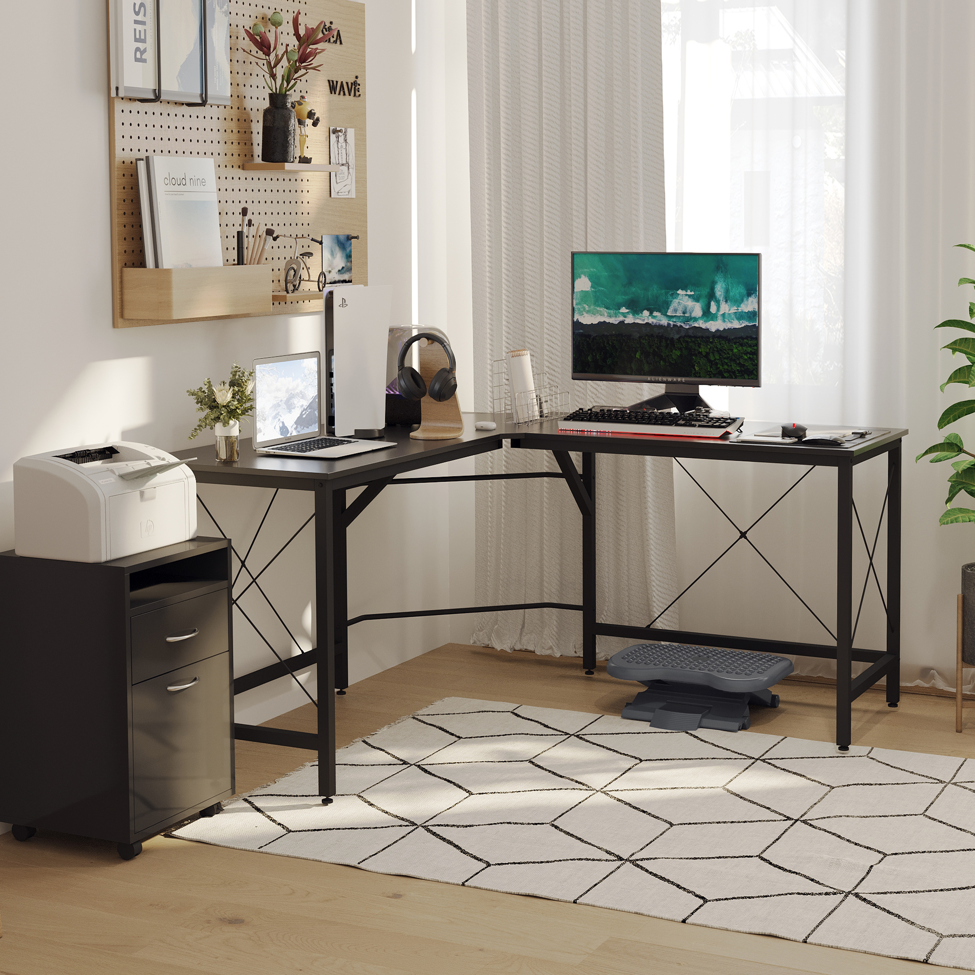 Computertisch Schreibtisch L-Form Eckschreibtisch Winkelschreibtisch MDF Schwarz 150 x 150 x 76 cm