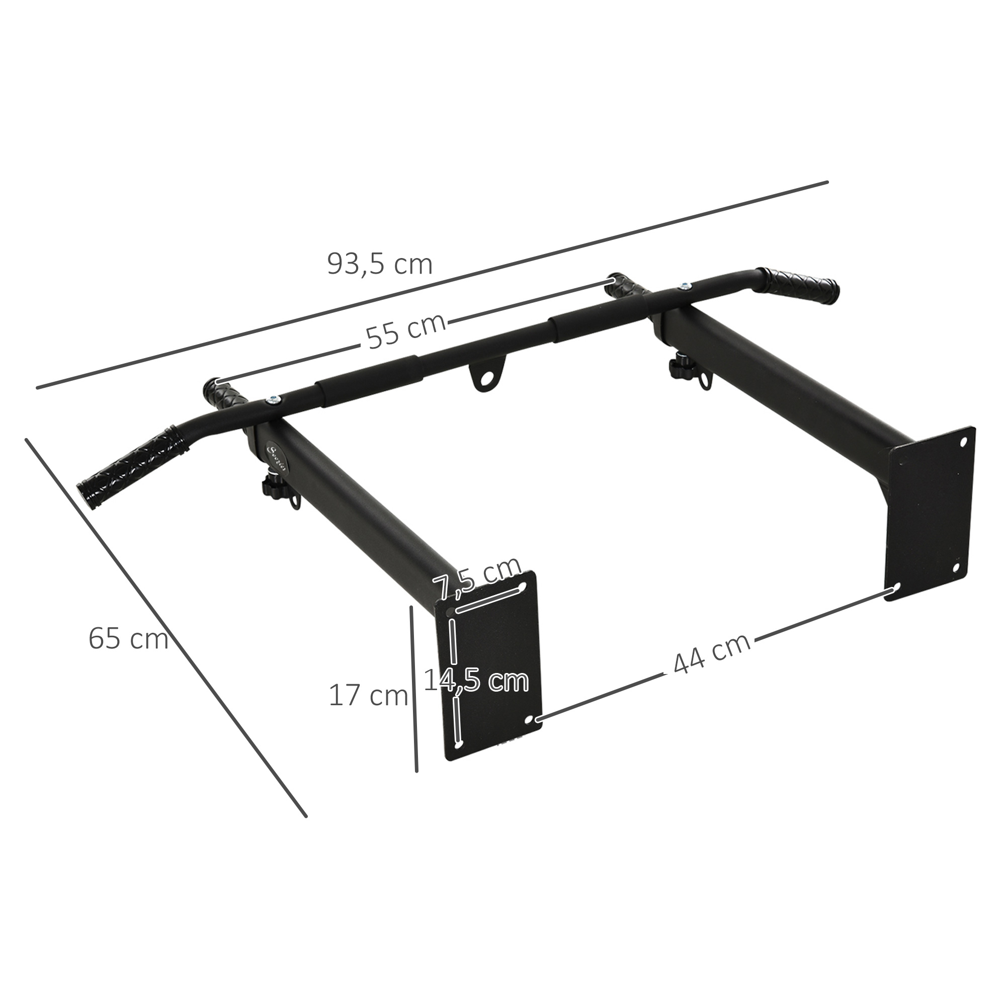 Klimmzugstange zur Wandmontage oder Deckenmontage bis 150 kg belastbar, Multifunktionale Pull Up Bar mit rutschfest Griffe, Ösen sicher stabil Klimmzug Stange für Fitness Zuhause, Stahl Schwarz