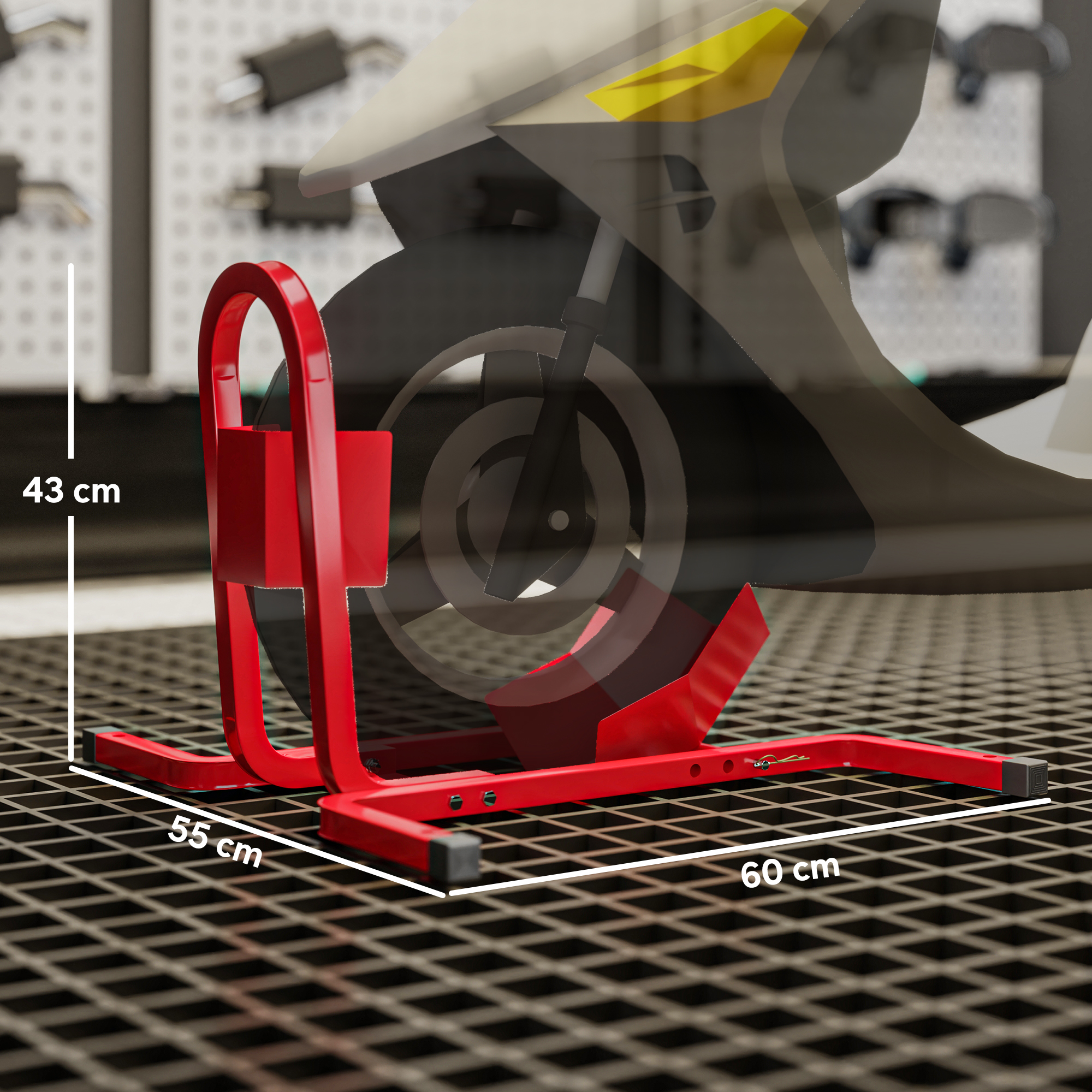 Motorradständer für 17-21", 430-530 mm Vorderrad, einstellbar, aus Metall Rot
