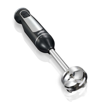 Stabmixer-Set | 600 W | 2 Geschwindigkeiten | Variable Geschwindigkeitseinstellung | Mini-Zerkleinerer | Schneebesen | Edelstahlschaft und -klingen | Edelstahl / schwarz