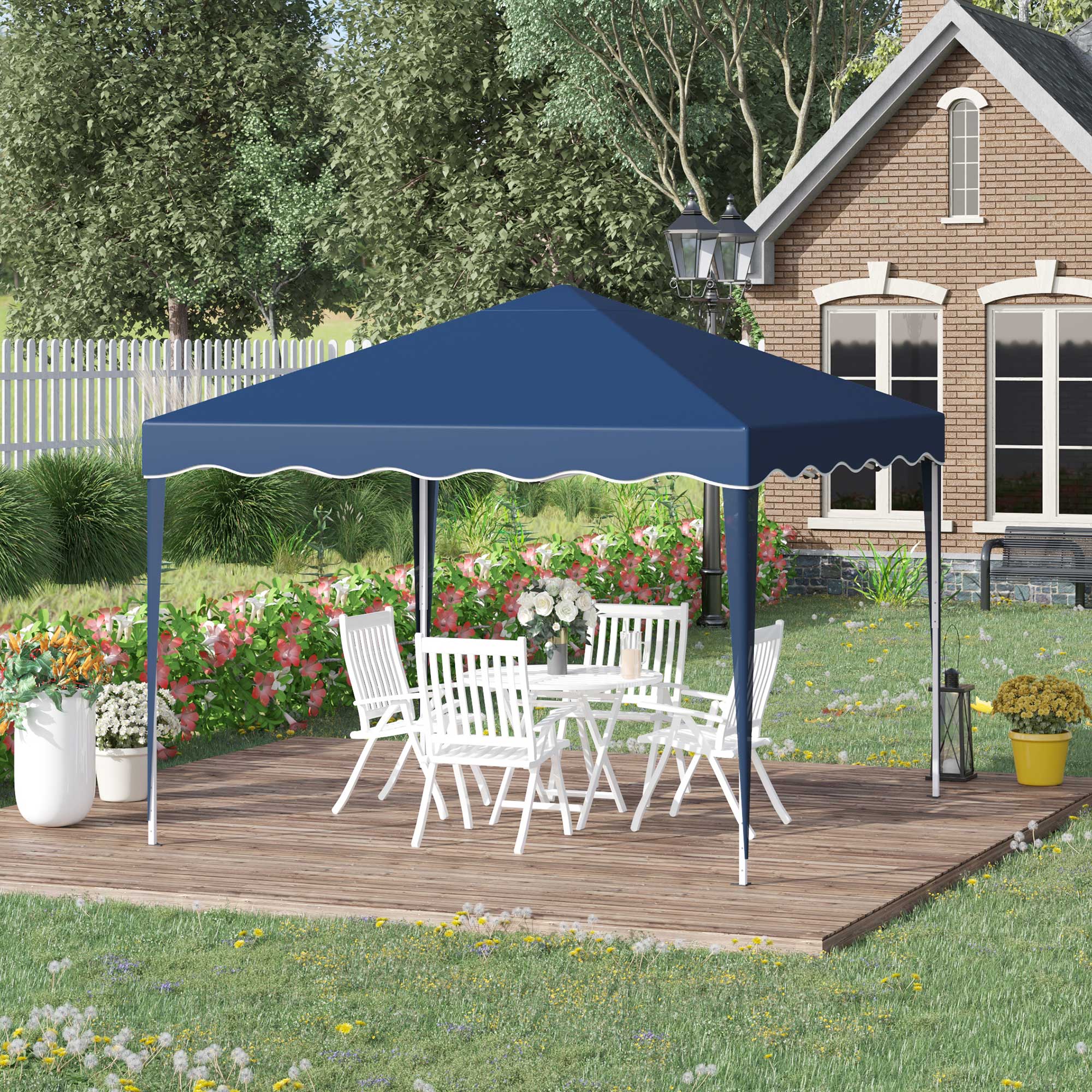 Faltpavillon Pavillon 3 x 3 m Gartenpavillon faltbar Partyzelt höhenverstellbar Gartenzelt mit Transporttasche UV-Schutz Stahl Oxford Blau
