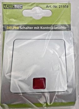 DELPHI Kontroll-Schalter mit Lämpchen / 250V~/ 10A, UP, silber