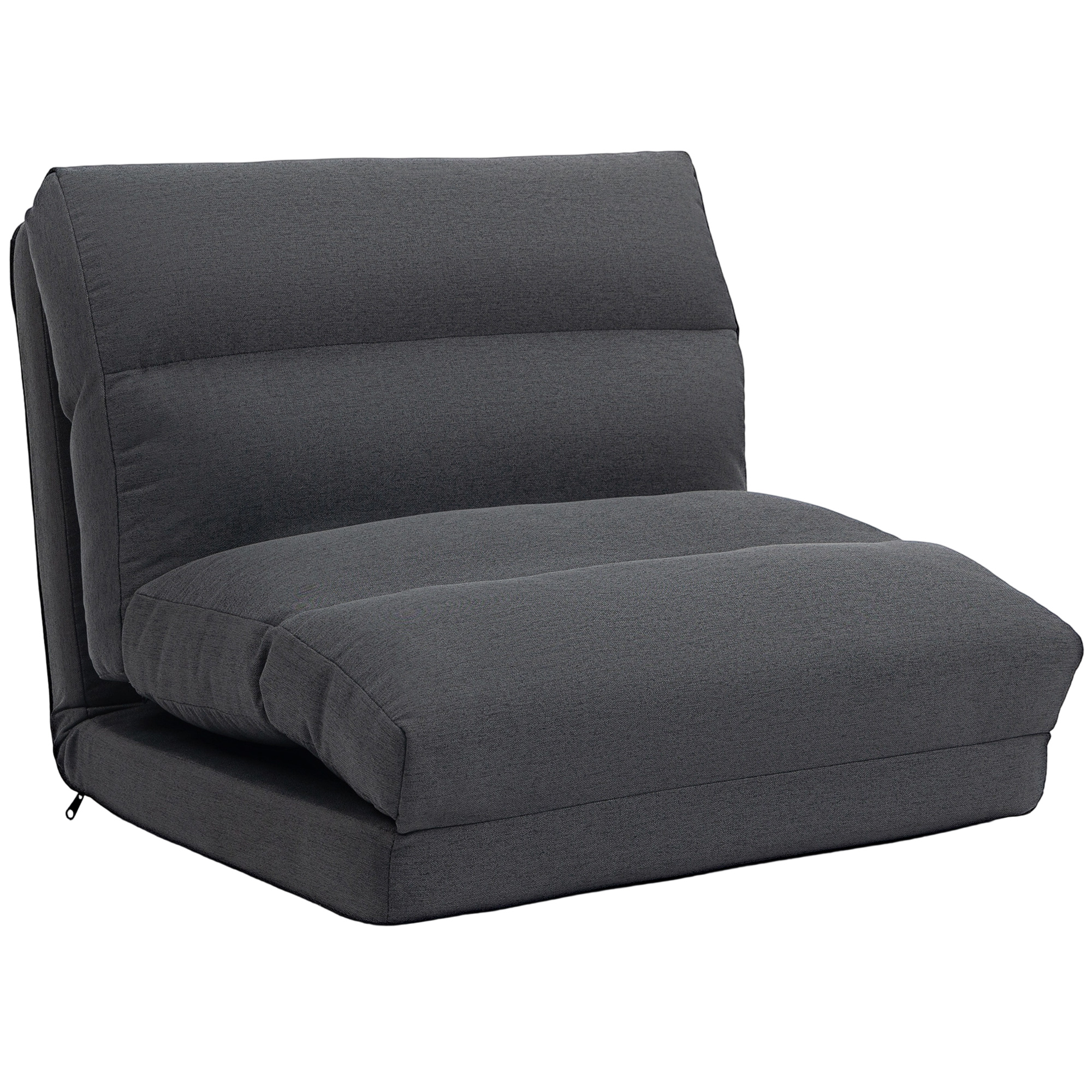 Sitzsack mit Bettfunktion, neigbare Lehne, klappbar, bis 120kg, 70 x 72 x 56 cm, Dunkelgrau