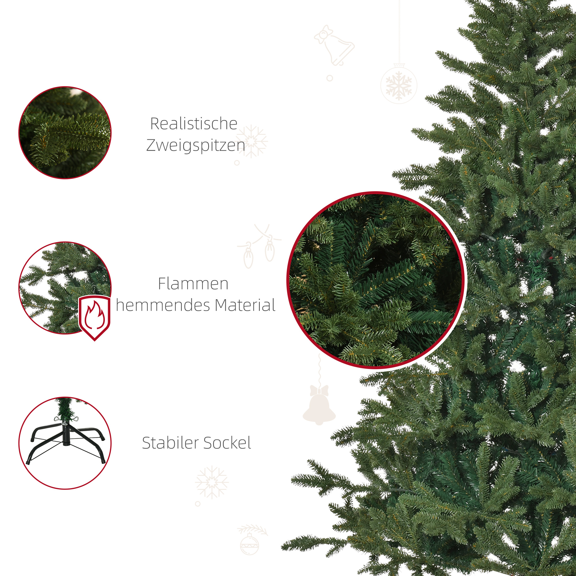 künstlicher Weihnachtsbaum 1,8 m Christbaum Tannenbaum PVC PE Metall Grün Ø120 x 180 cm