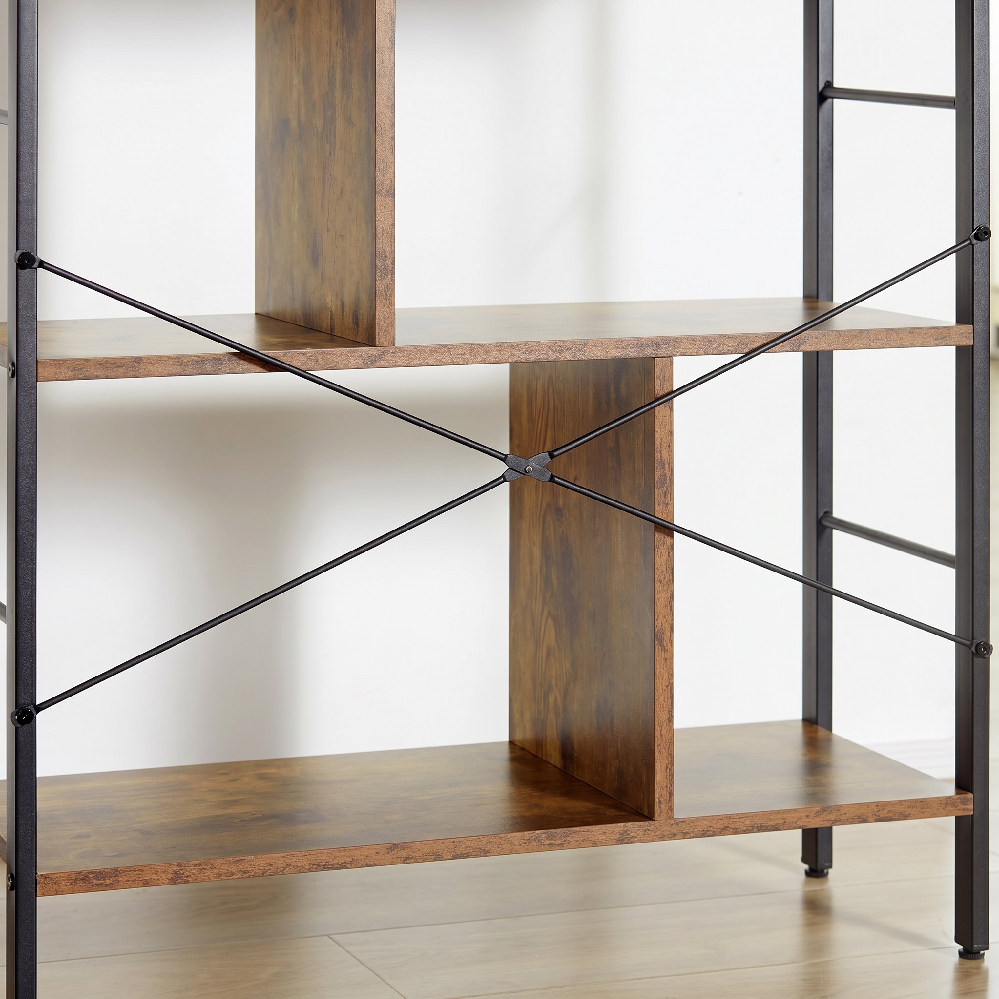 Bücherregal, Schmal Standregal Regal mit 5 Ebenen, Büroregal für Wohnzimmer, 77 x 30 x 157,5 cm, Rustikales Braun