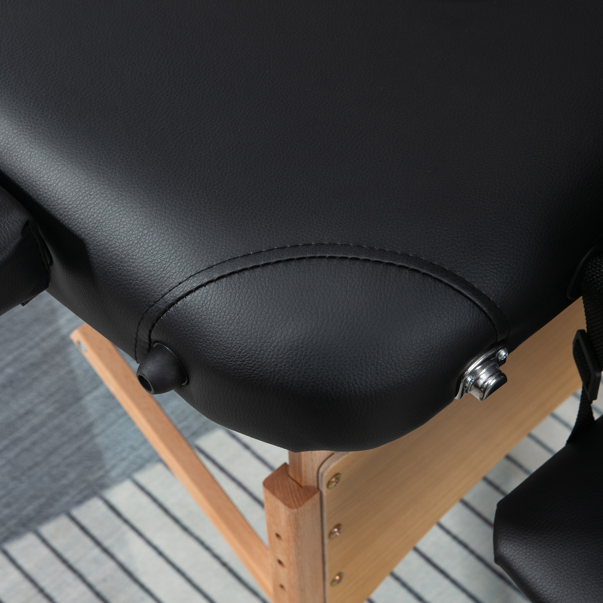 Massagetisch, klappbare Massageliege, höhenverstellbare Massagebank für Spa, Salon, Kunstleder, Holz, Schwarz