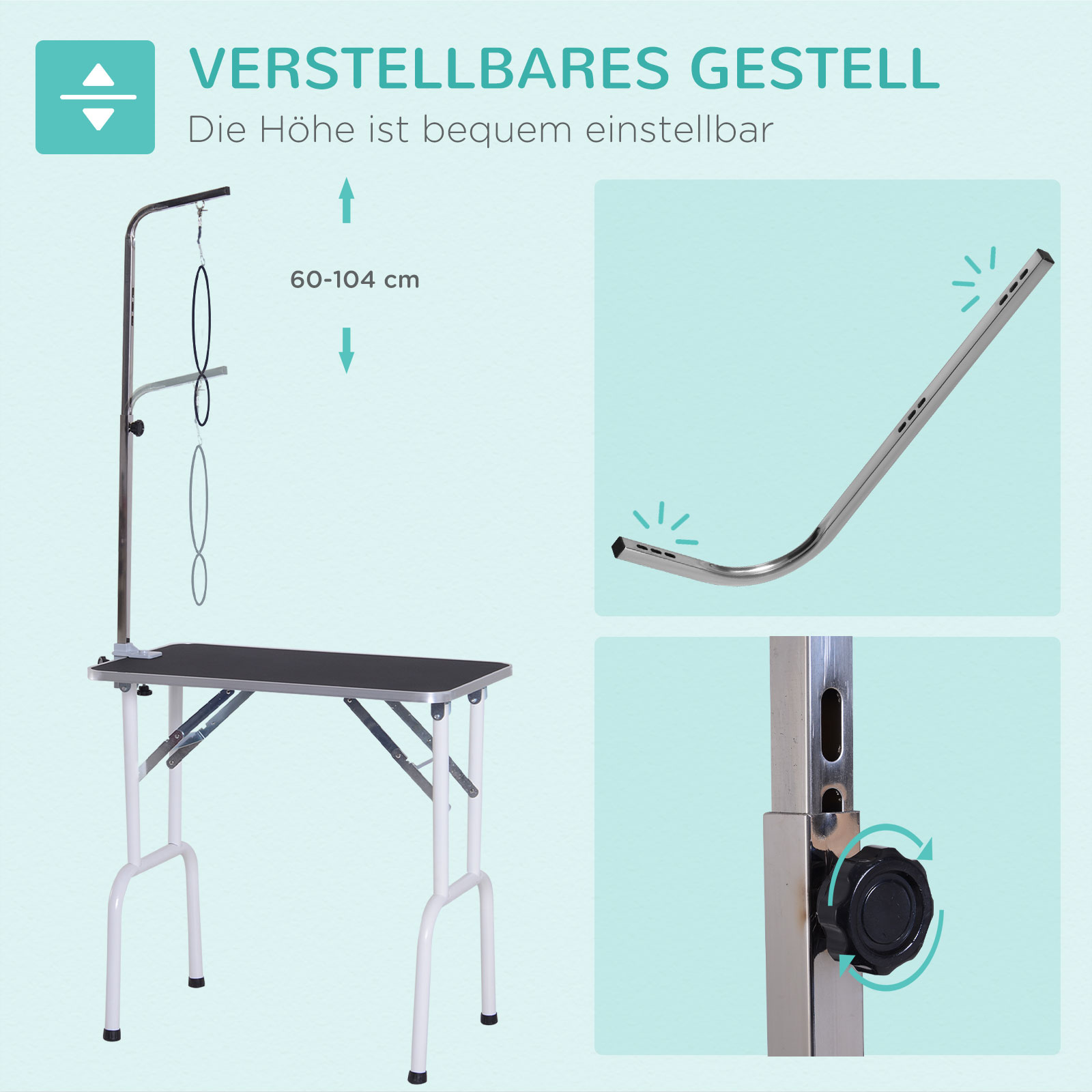Trimmtisch klappbar Tierpflegetisch Schertisch Pflegetisch für Hunde Katzen Metall Schwarz 81 x 48,5 x 80 cm