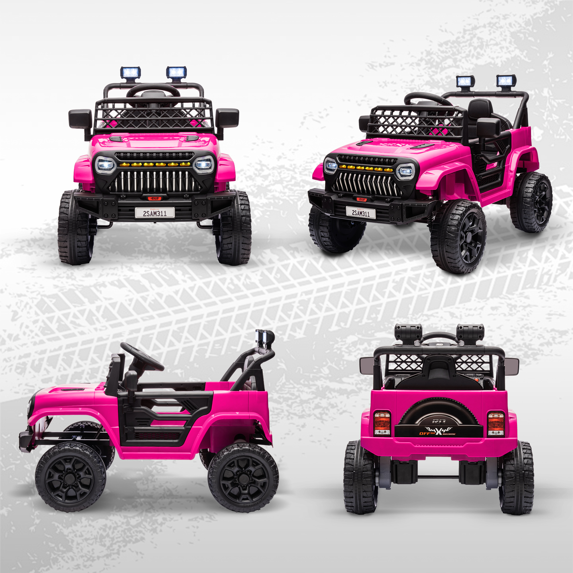 Kinder Elektroauto 12V Kinderauto Elektrisch mit 2,4 GHz Fernbedienung 2 Motor Hupe LED Musik für 3-8 Jahre Rosa