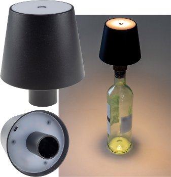 LED Akku Flaschenleuchte, warmweiß, USB-C, ØxH 10x12cm LED Akku Flaschenleuchte, warmweiß, USB-C, ØxH 10x12cm