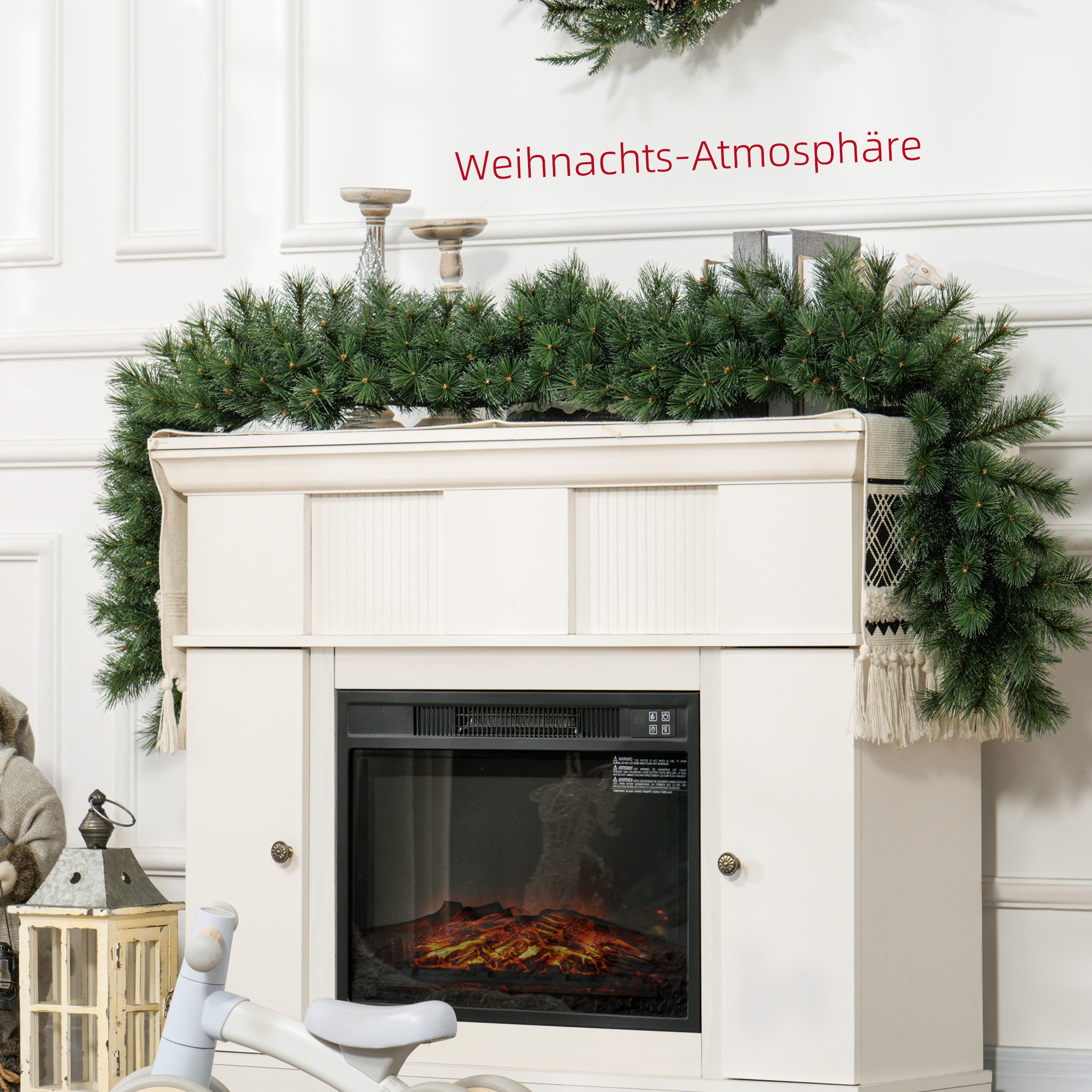 1,8 m künstliche Weihnachtsgirlande Blumendekoration mit 160 Spitzen Grün