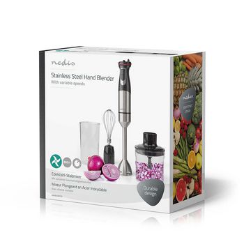 Stabmixer | 800 W | Geschwindigkeitseinstellung: variable Geschwindigkeitskontrolle | Hubschrauber | Aluminium / schwarz