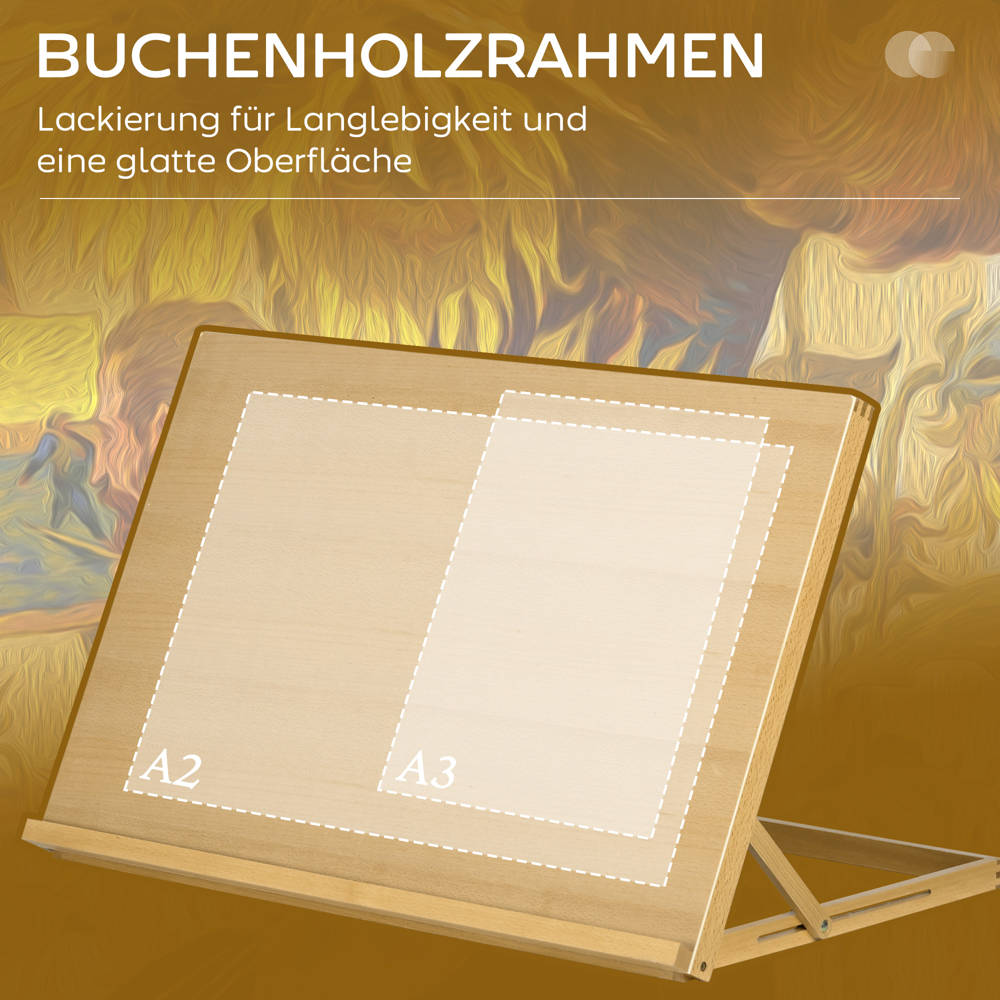 Tischstaffelei Klappbar 75,8x51cm Verstellbar Sitzstaffelei aus Buchenholz