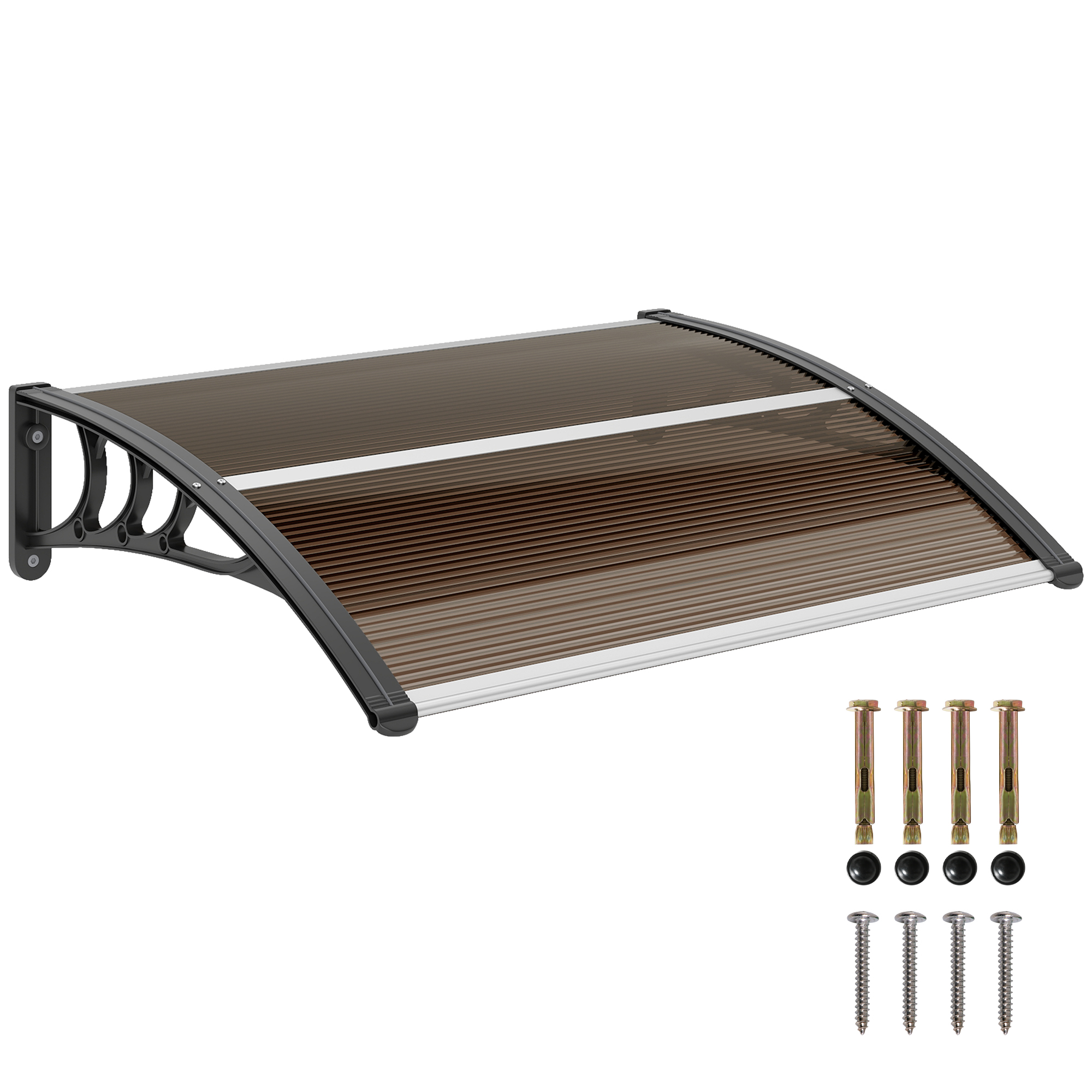 Vordach Haustürvordach 75 x 100 cm Pultvordach Überdachung Polycarbonat Braun