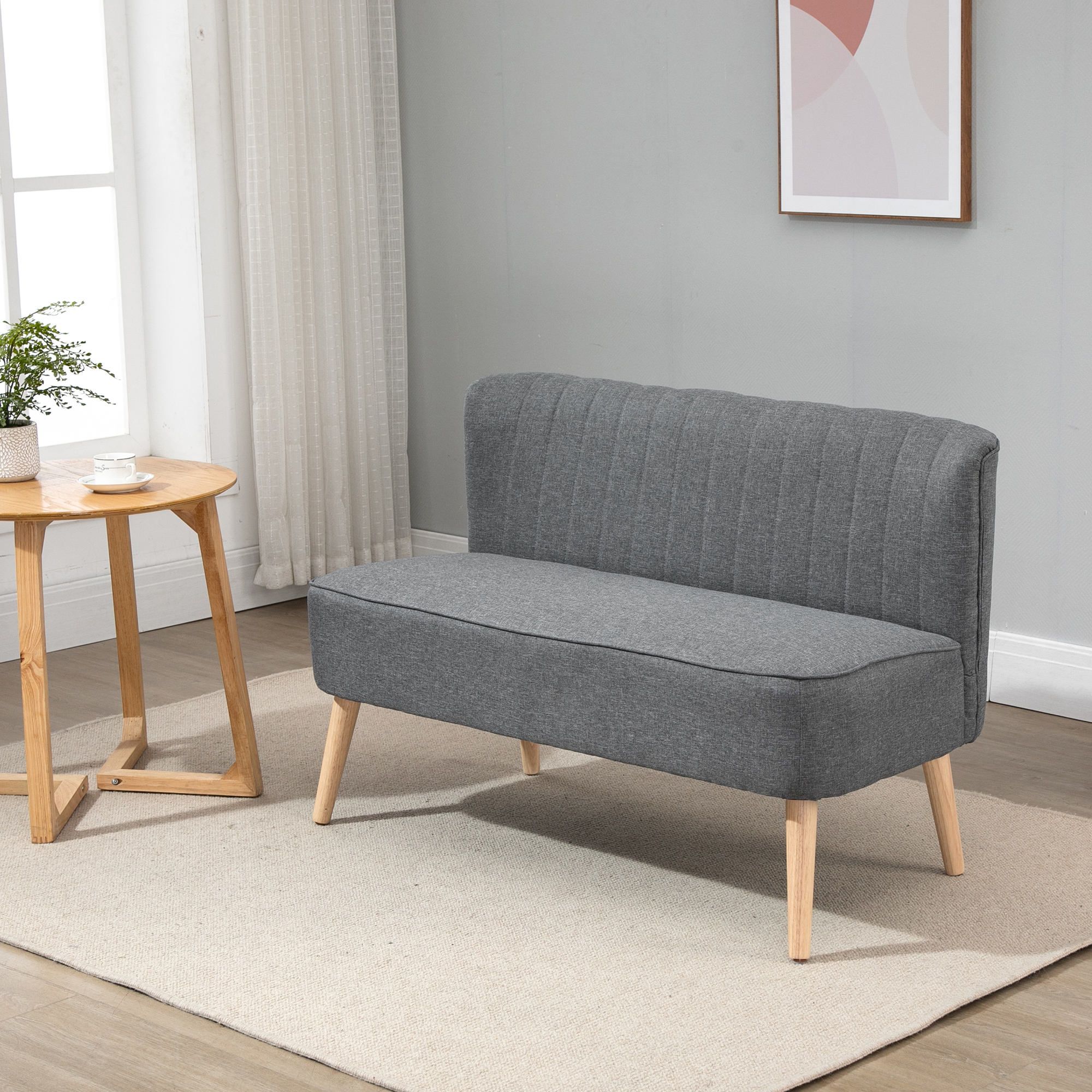2-Sitzer Sofa, weiche Polsterung, pflegeleichter Bezug, bis 150 kg, 117 x 56,5 x 77 cm, Hellgrau