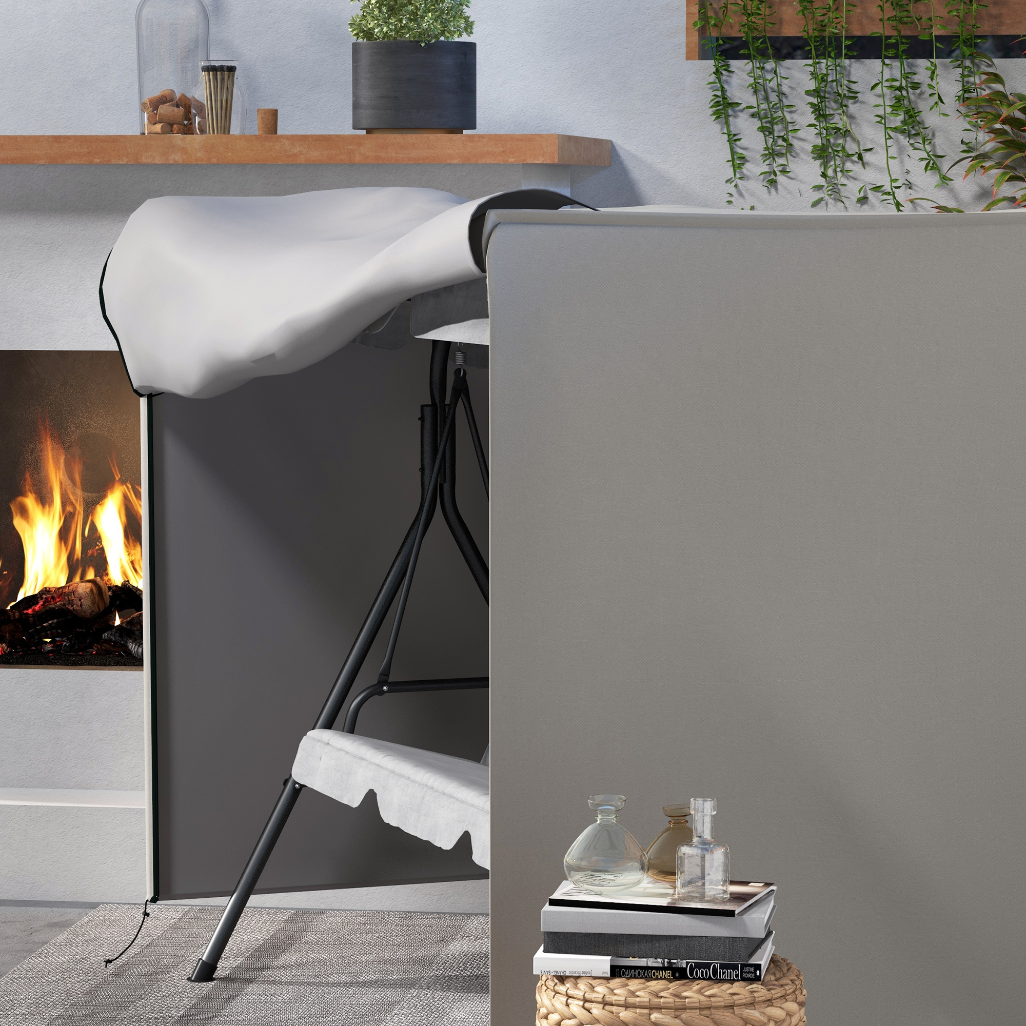 Schutzhülle für Gartenschaukel, reißfest, wetterfest, Tex-Lock-System, 205x124x164 cm, Grau