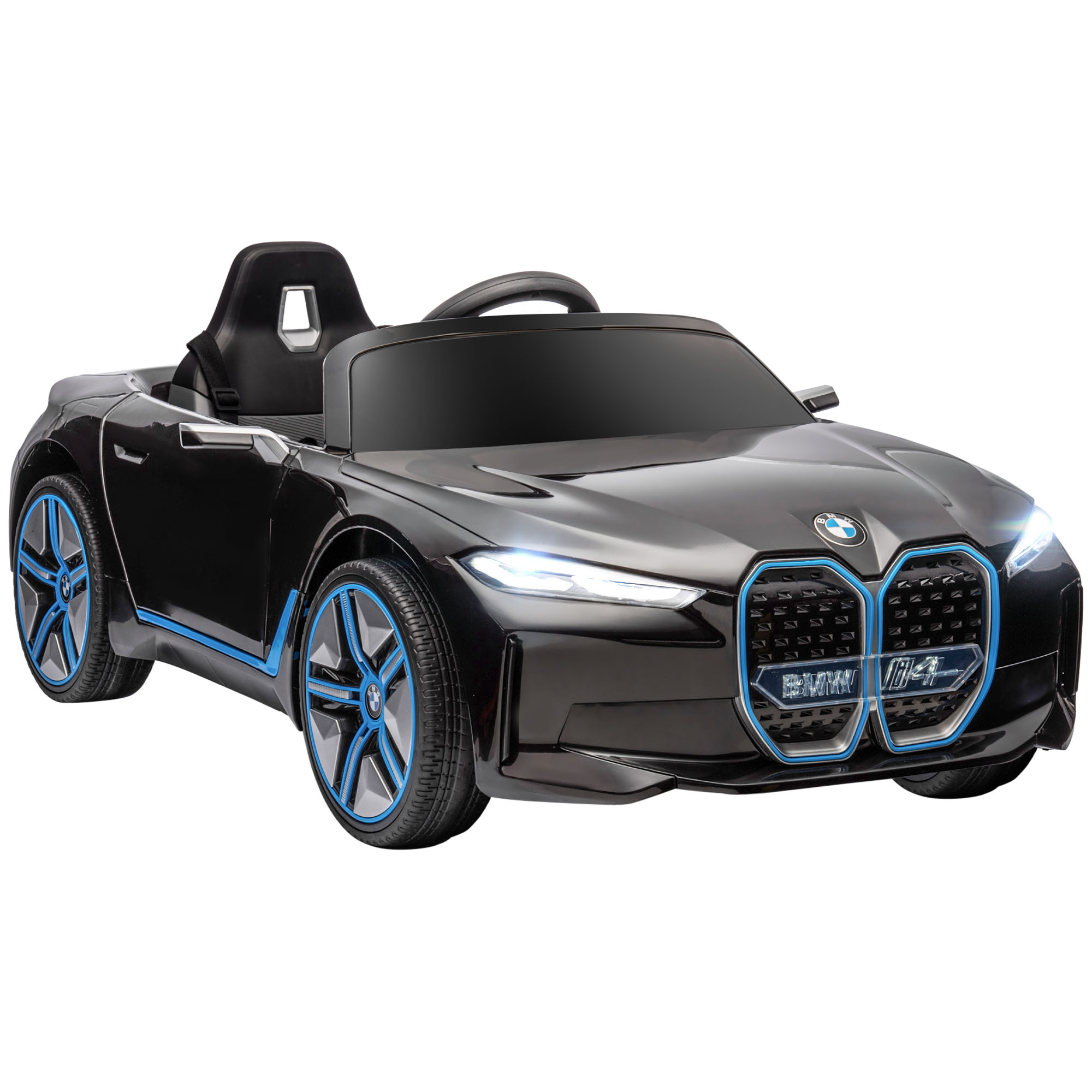 Kinderauto, aufladbarer Akku, 3-5 km/h, mit Fernbedienung, Multimedia-Player, schwarz