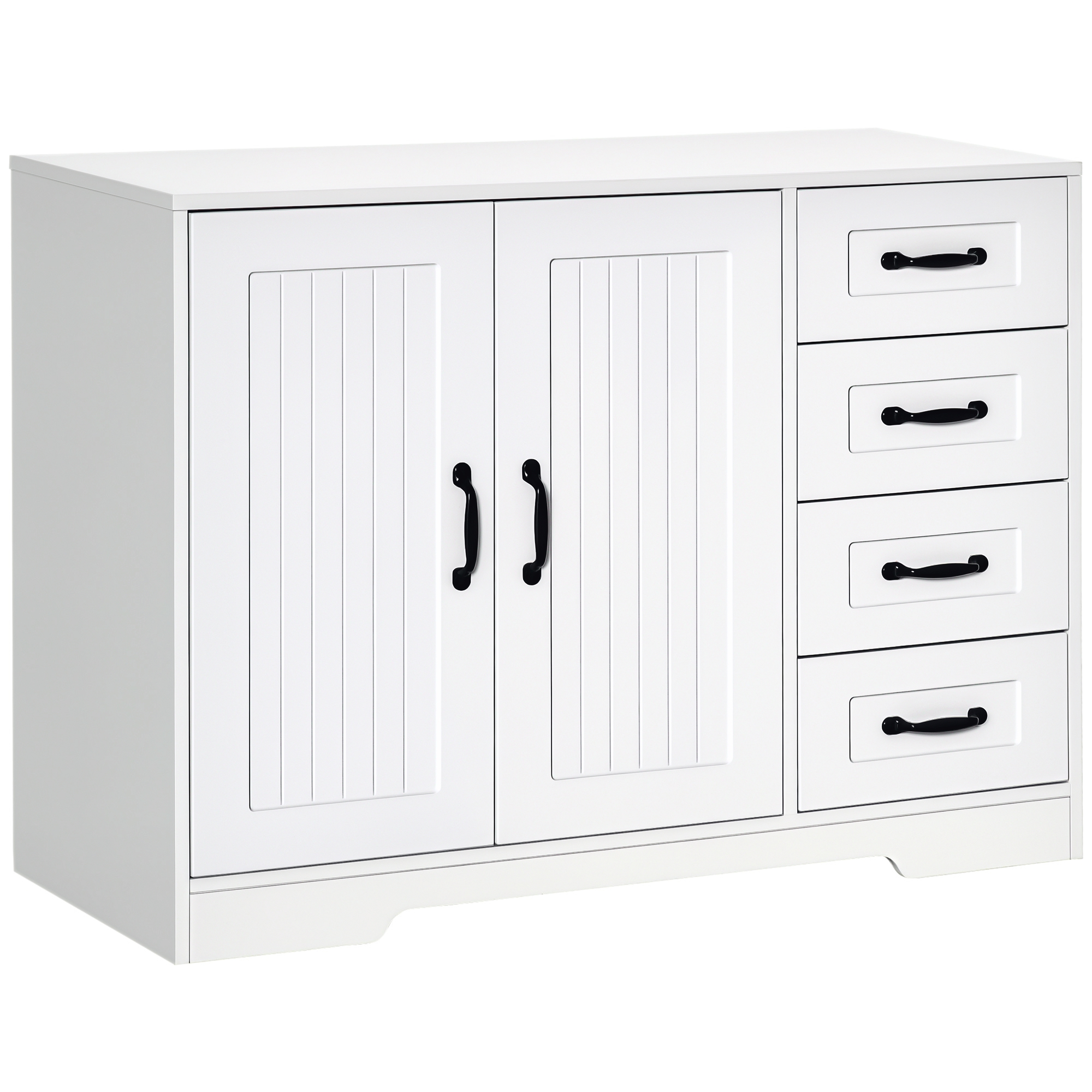 Sideboard Kommode Anrichte, Modernstil, 4 Schubladen, 1 Schrank, 105 cm x 40 cm x 76 cm, Weiß