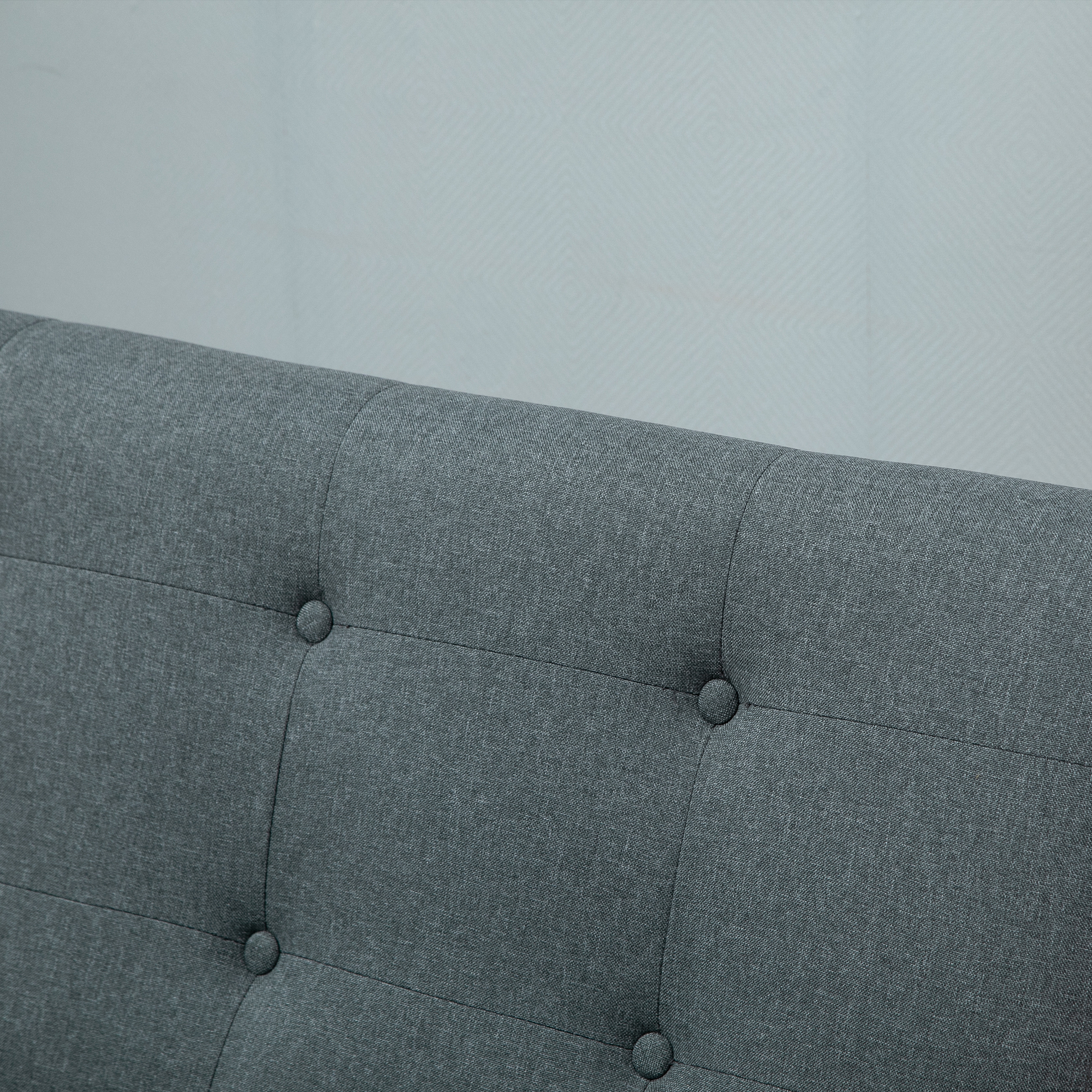 Sofa 2 Sitzer, 115 cm Couch mit Armlehnen, Rückenlehne, Kleine Polstersofa mit Leinenoptik, Holzbeine, Gepolstert Loungesofa für Wohnzimmer, Schlafzimmer, Dunkelgrau