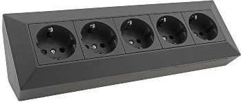 5-fach Steckdosenblock, schwarz, 250V~/ 16A, Aufbaumontage 5-fach Steckdosenblock, schwarz, 250V~/ 16A, Aufbaumontage