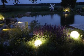 Garten Kugelleuchte Erdspieß "CT-GL20cm" / IP44, 230V, 1,5m Kabel, E27 Fassung