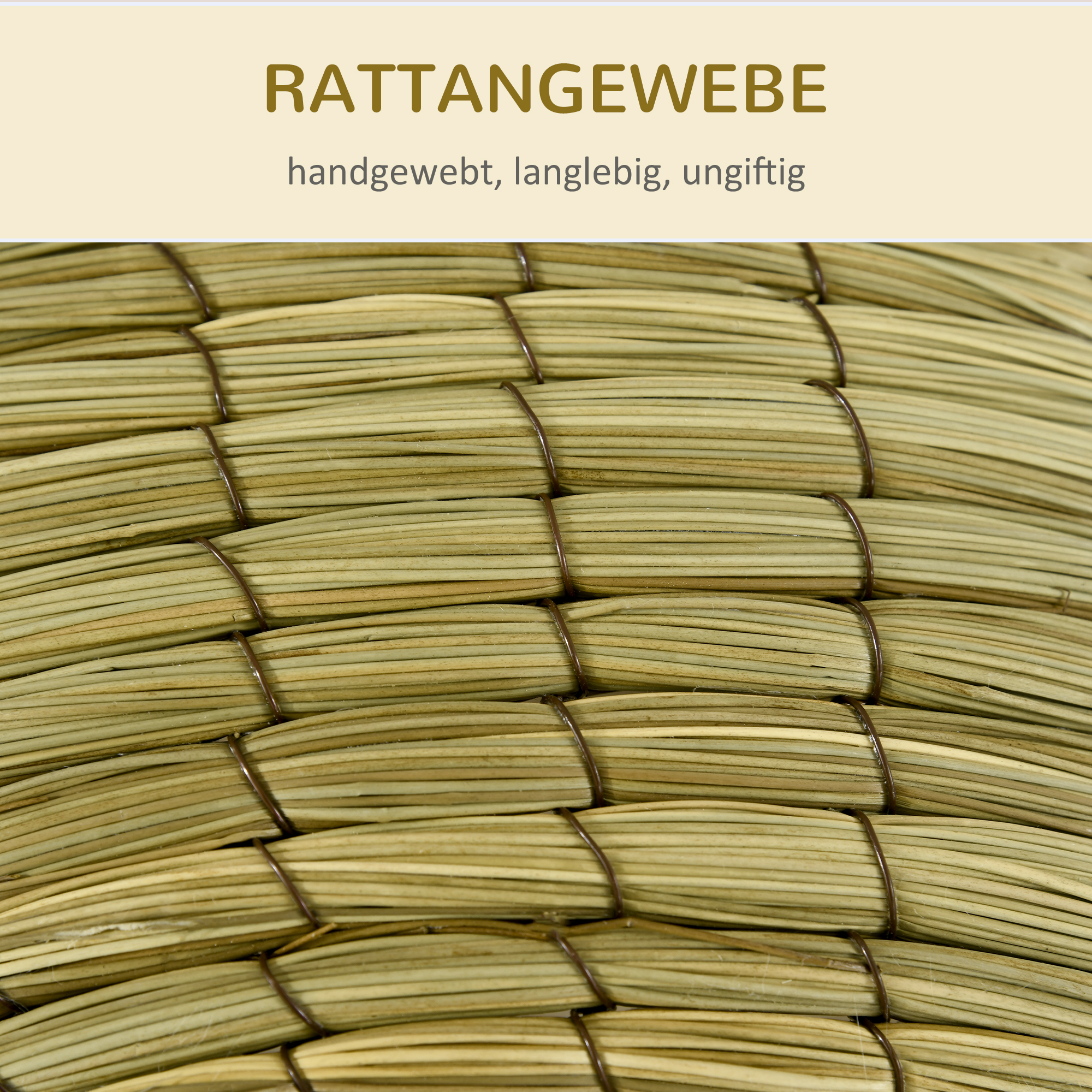 Katzenhöhle aus Seegras, 2-teilig, flexibel positionierbar, 41 cm x 41 cm x 71,5 cm, Natur