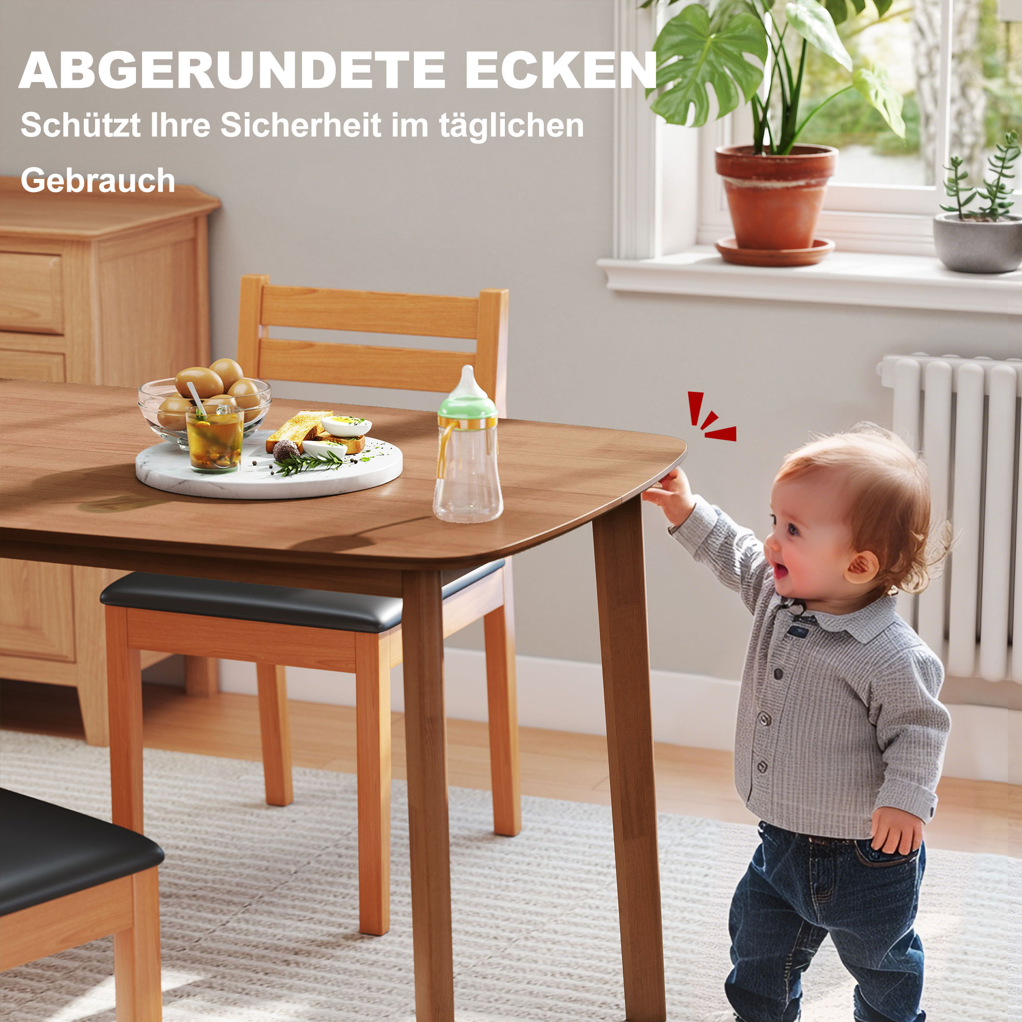 Esstisch, Landhausstil, lackierte Oberfläche, Holz, 150 x 80 cm, Braun