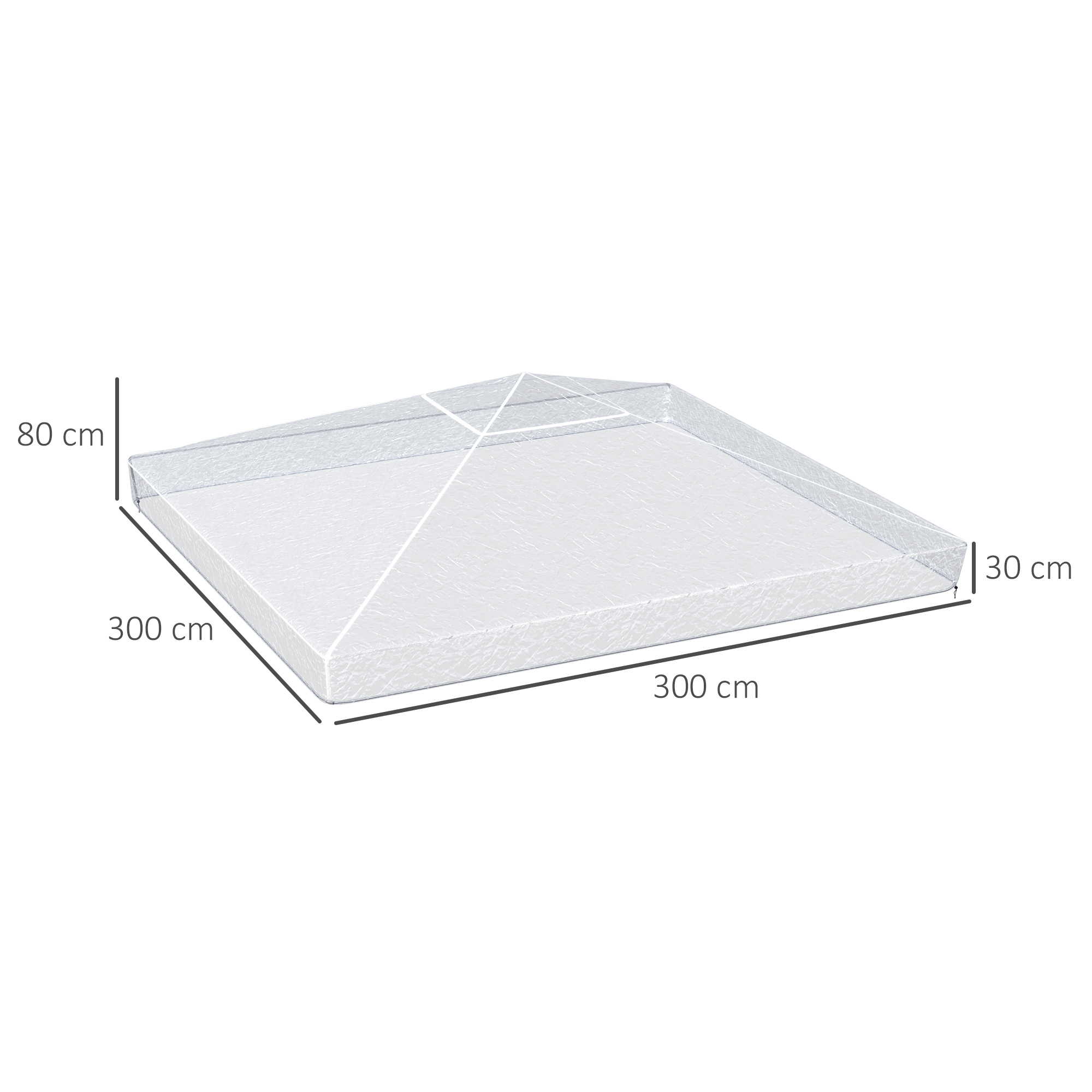 Pavillon-Regenabdeckung, Gartenpavillon-Schutz, windfest, wasserfest, Kunststoff-Plane, 300L x 300B x 80H cm
