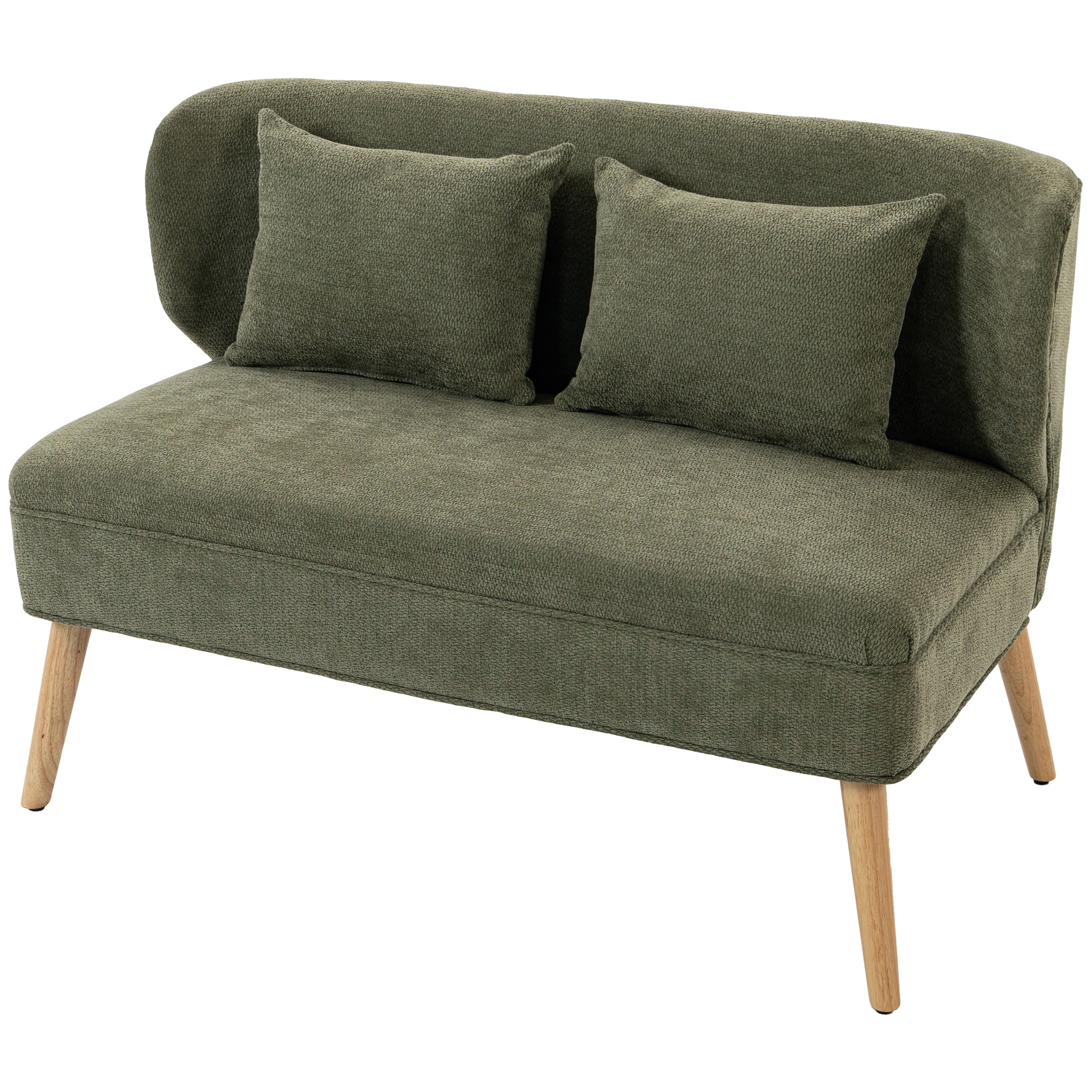 2-Sitzer-Sofa, kleines Chenille-Sofa mit Flügelrücken, dickem Sitz, Gummibaumholzfüßen, Dunkelgrün