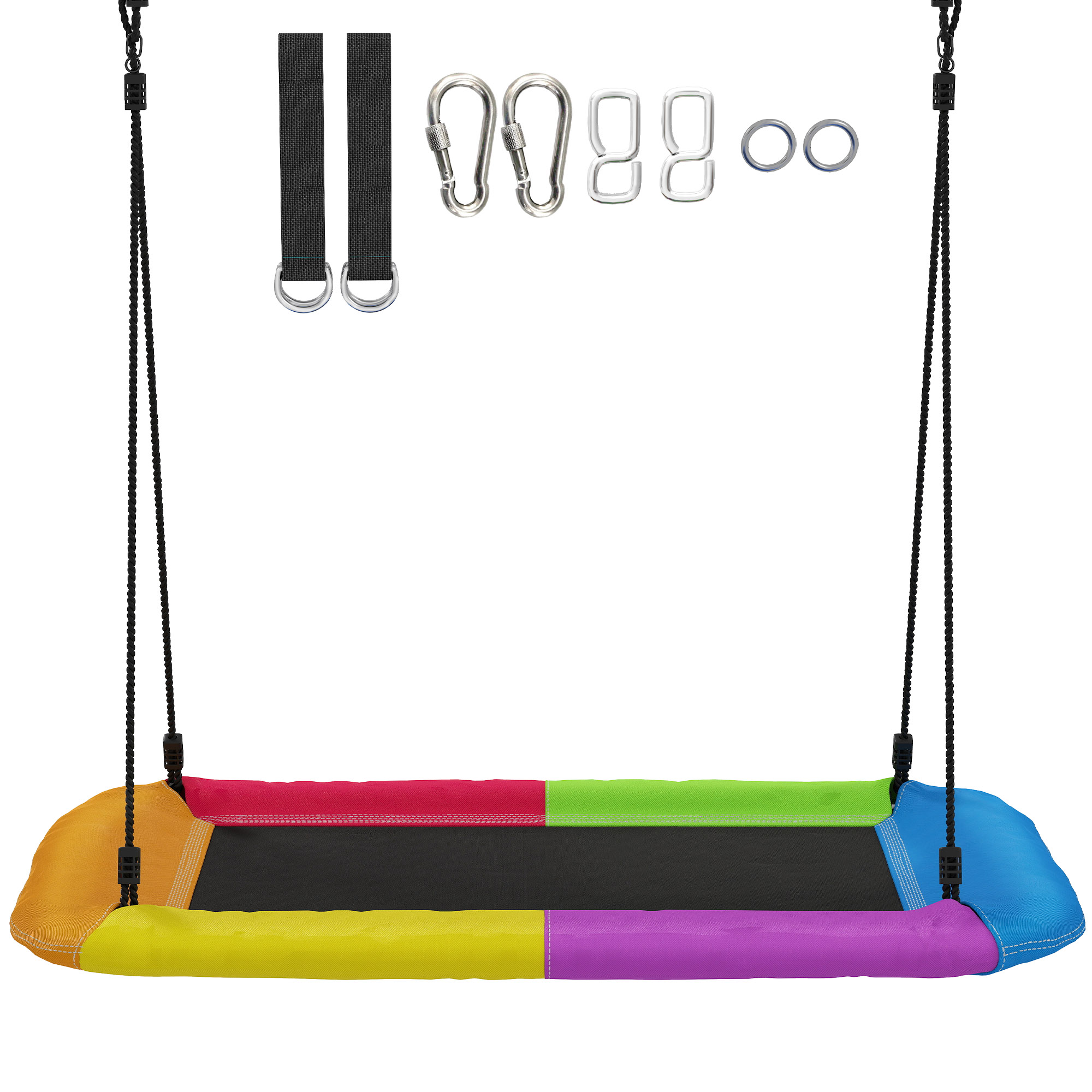 Nestschaukel höhenverstellbar Hängeschaukel bis zu 300kg mit verstellbarer Seile für 3-8 Jahre 148x77x180 cm Mehrfarbig