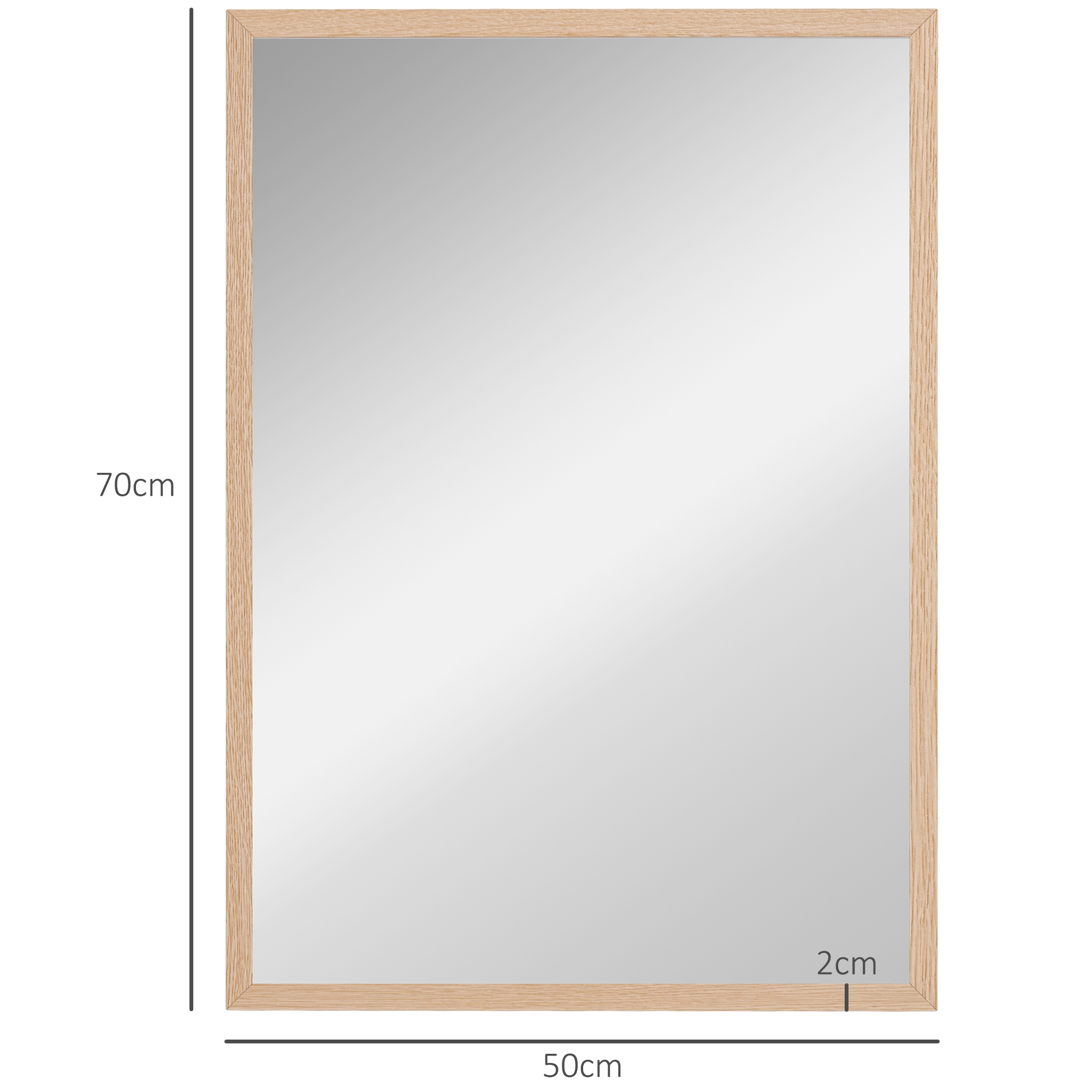 Wandspiegel, 50 x 70 cm, Rahmen in Holzoptik, einfache Montage, inkl, Schrauben