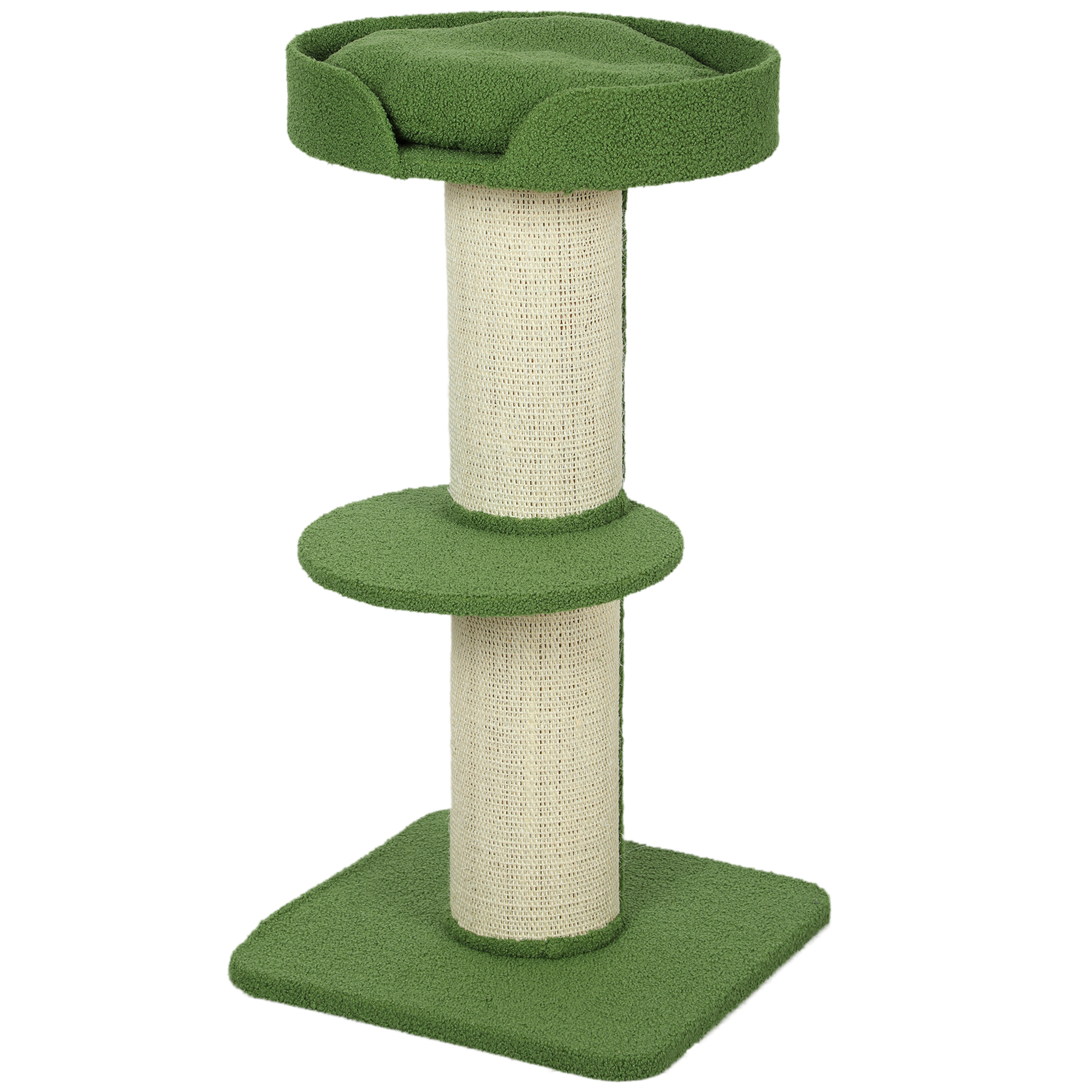 Katzenbaum  91cm Spielbaum mit Katzenbett, Plattform Lammwolle Grün