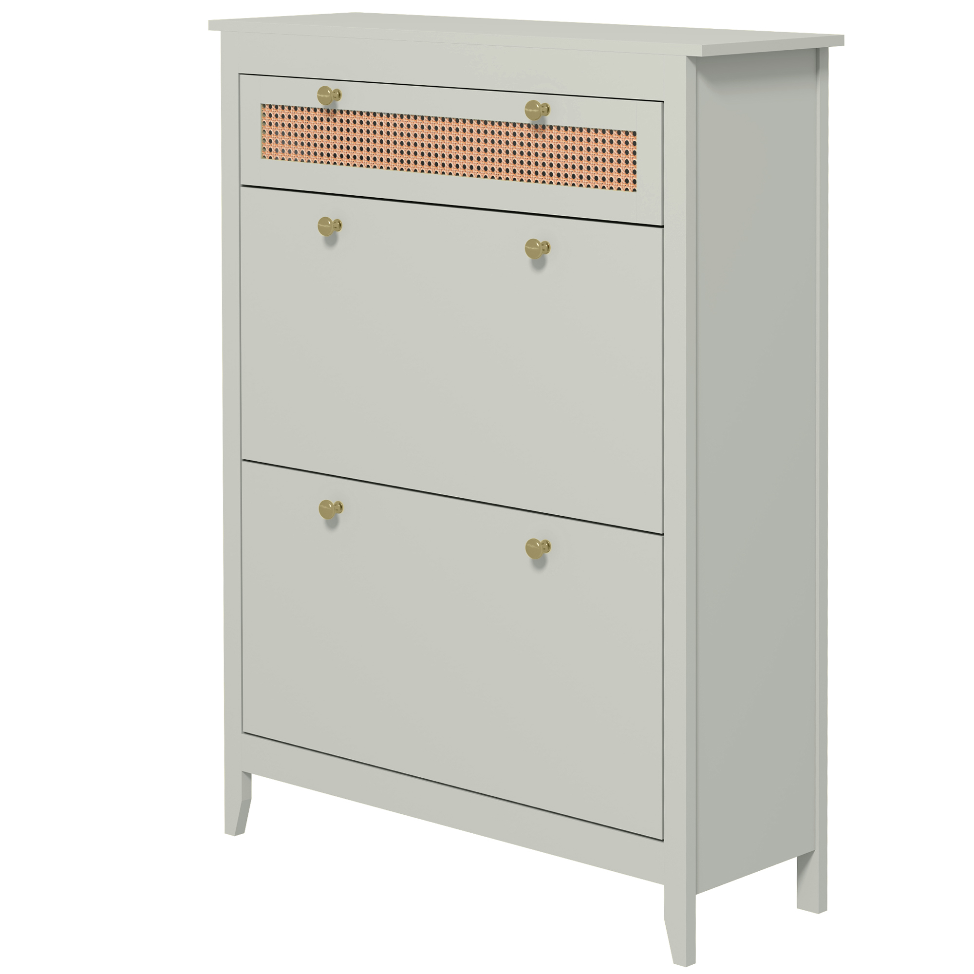 Schuhschrank für 12 Paar Schuhe, mit 1 ausziehbaren Schublade, 2 Flip-Schubladen, Schuhkommode, 88 x 30 x 120 cm, Grün