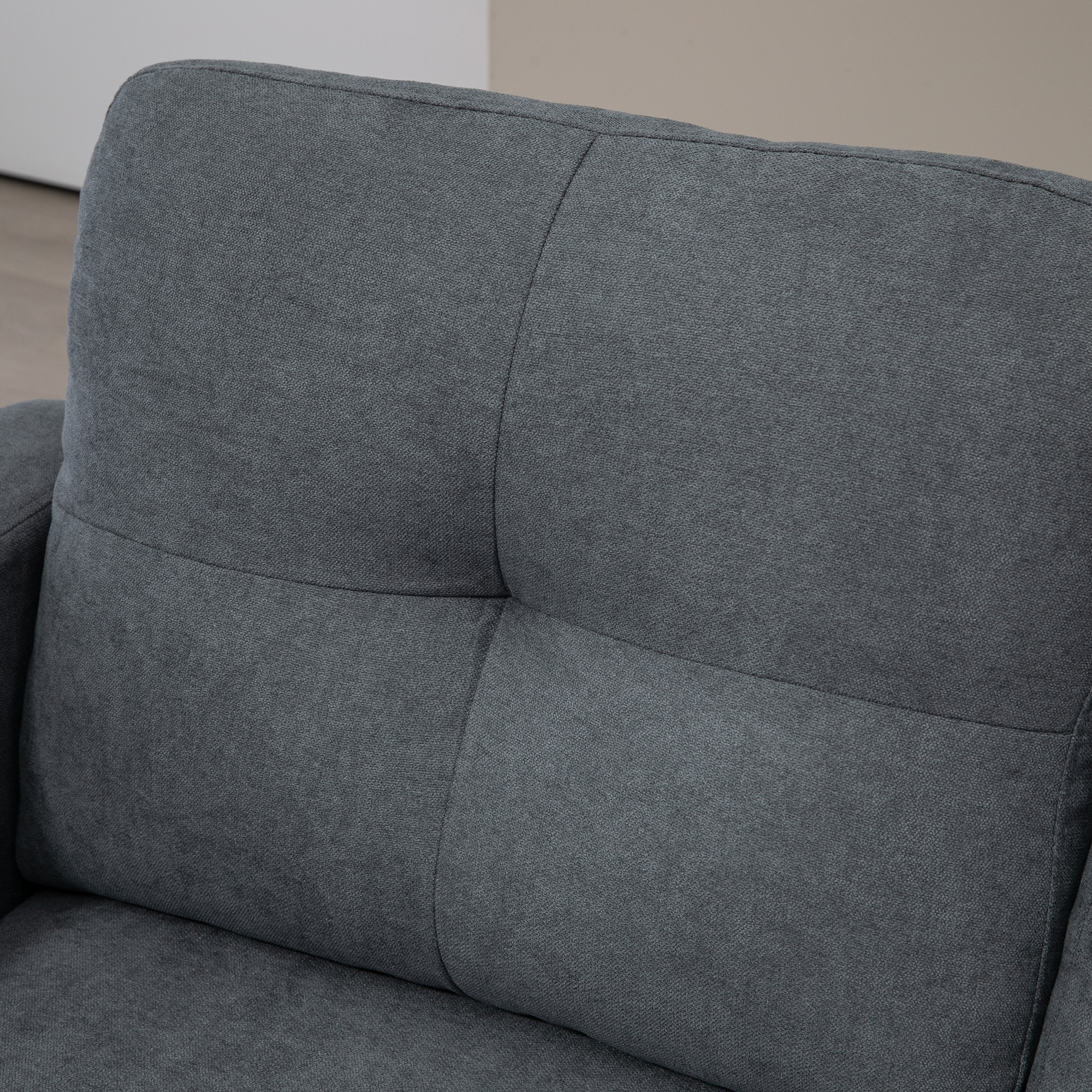 Ecksofa in L-Form, beidseitig anbringbare Chaiselongue, Polstersofa, Dunkelgrau