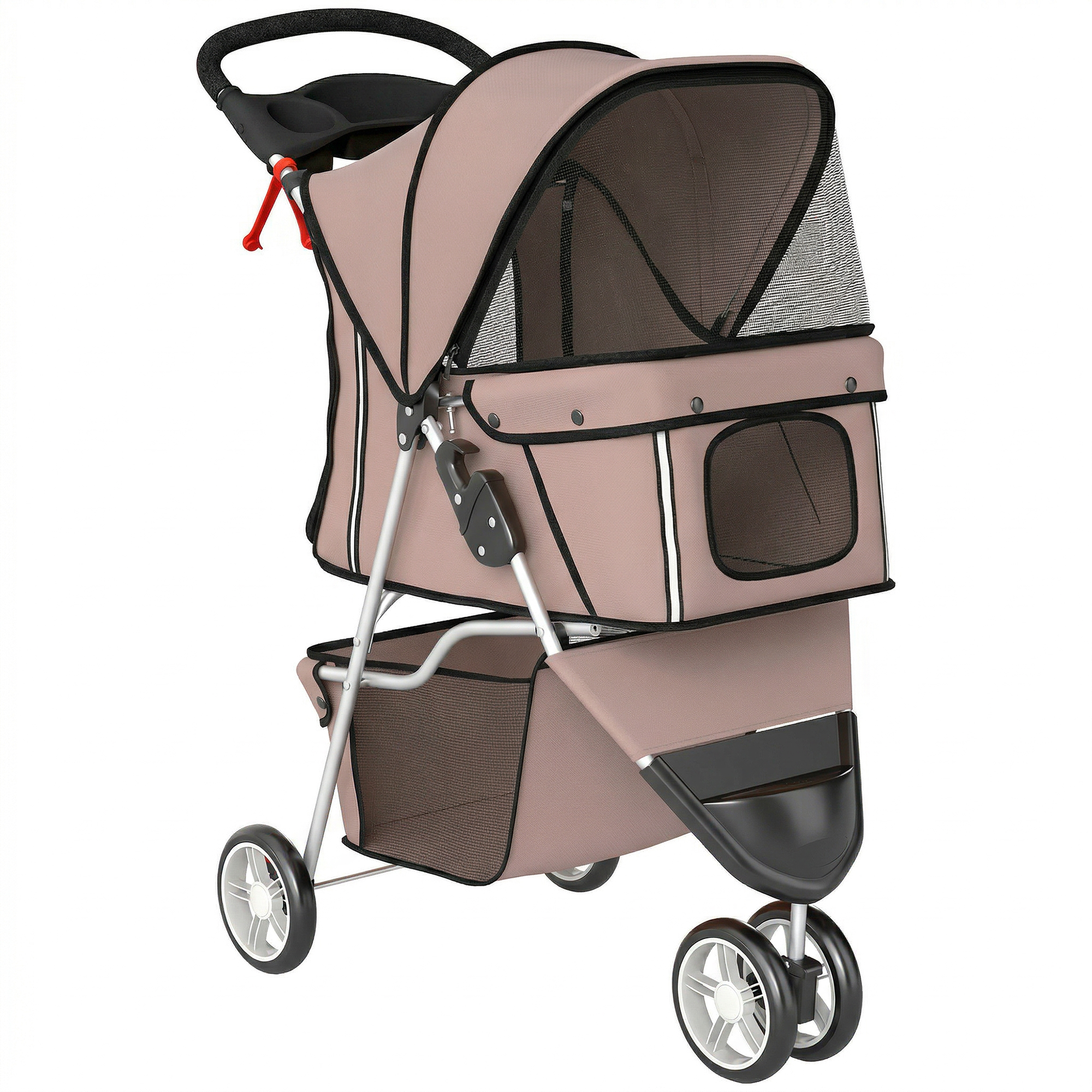 pawhut-hundewagen-faltbar-hundebuggy-mit-aufbewahrungskorb-kissen-netzfenster-getrankehalter-fur-kleine-hunde~2541S3PM1S001