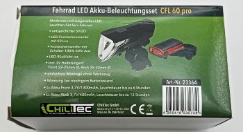 Fahrrad LED-Beleuchtungsset "CFL 60 pro" / 60Lux, StVZO zugelassen, Lithium-Akku