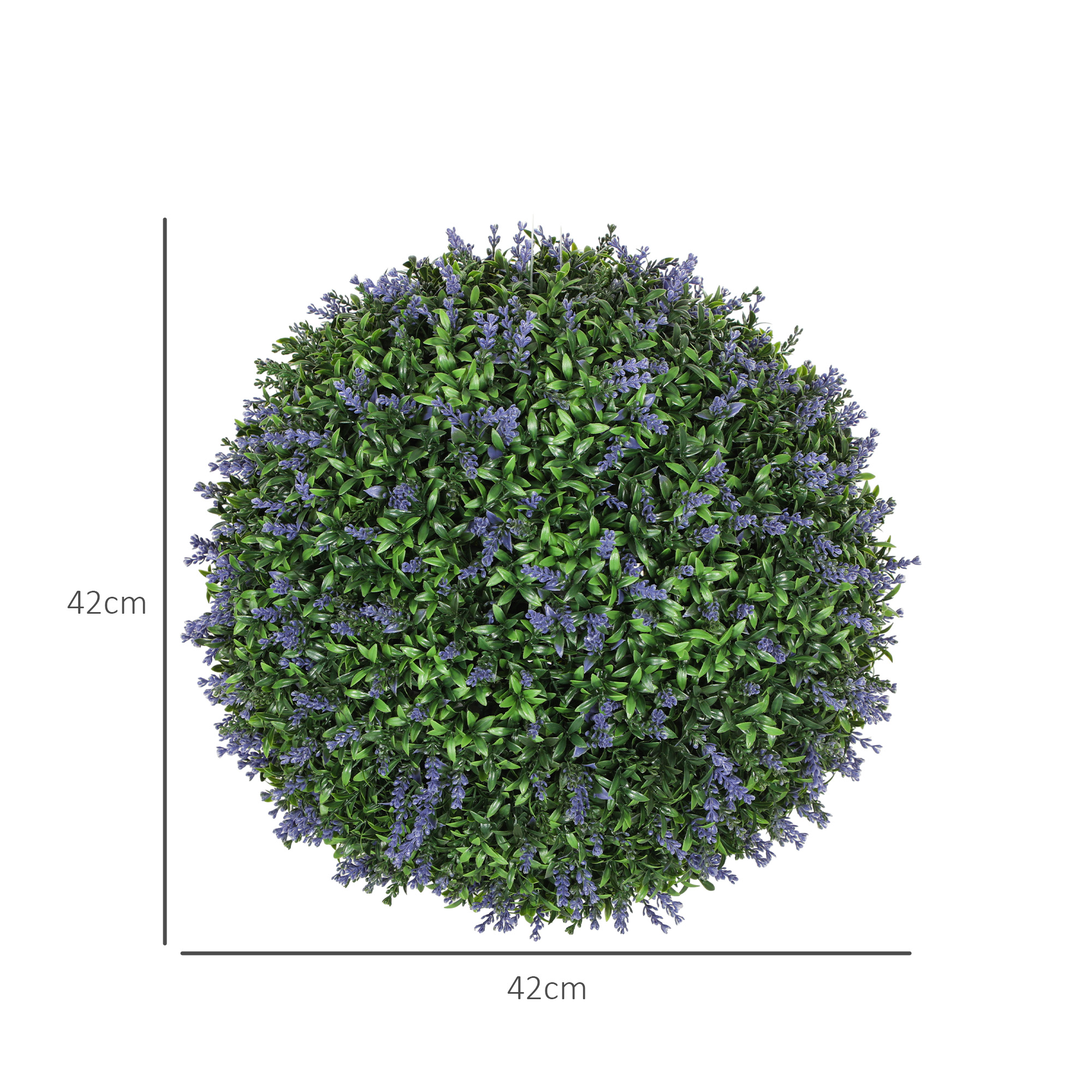 2er-Set künstliche Pflanzen in Kugelform, UV-beständig, Kunstpflanzen für Indoor- und Outdoor-Bereich, 42 cm, Grün+Lila