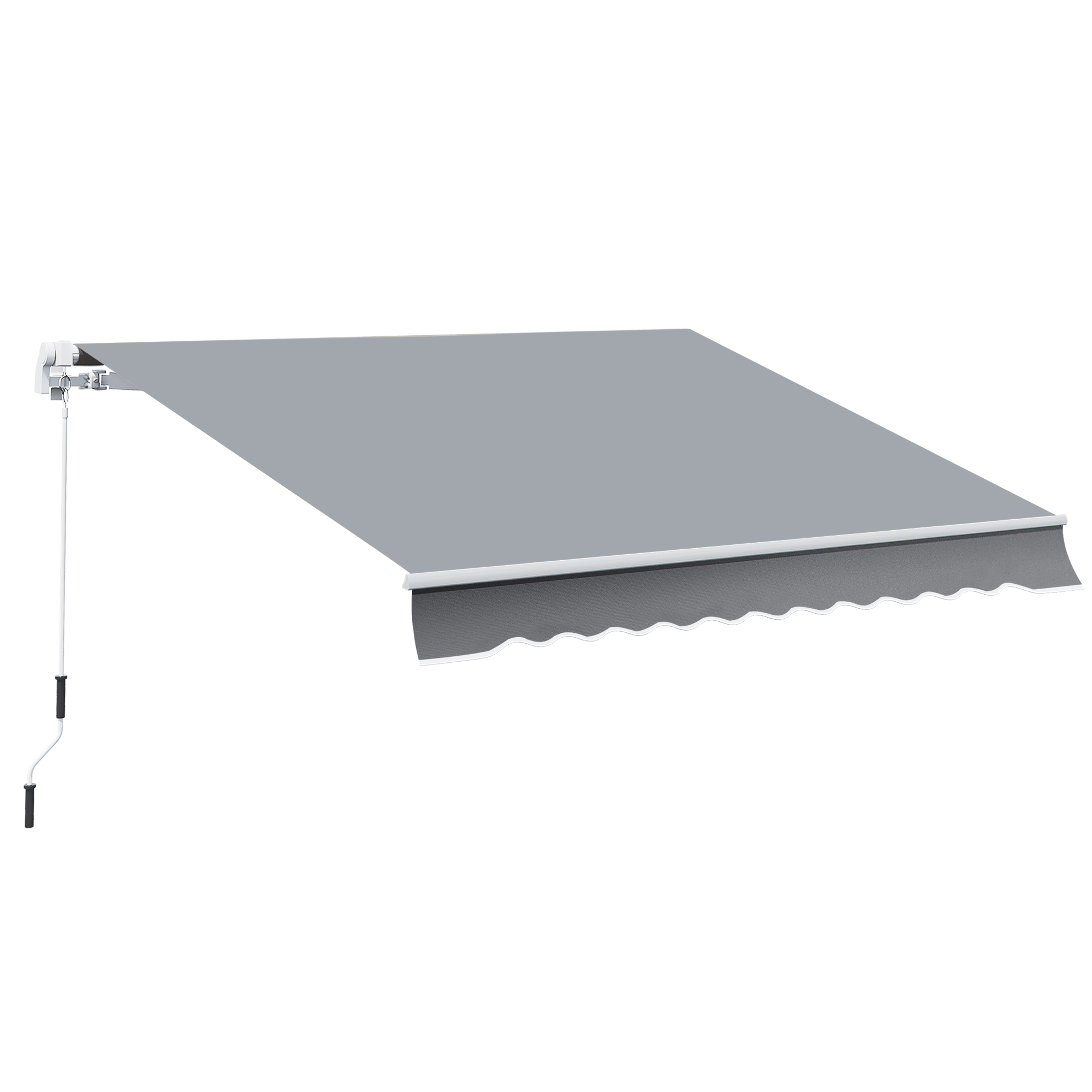 Markise, 3,95 x 2,45 m, Sonnenschutz, einfahrbar, mit Handkurbel, Metallrahmen, Polyester, Grau/Weiß Markise, 3,95 x 2,45 m, Sonnenschutz, einfahrbar, mit Handkurbel, Metallrahmen, Polyester, Grau/Weiß