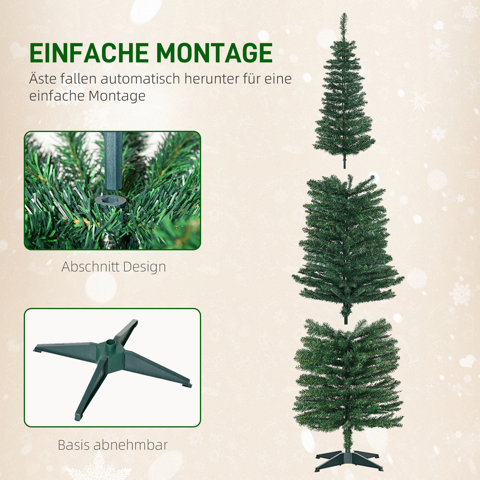 Weihnachtsbaum künstliche Künstliche Tanne Christbaum, inkl Ständer Weihnachtsstern 2,1 m, Grün
