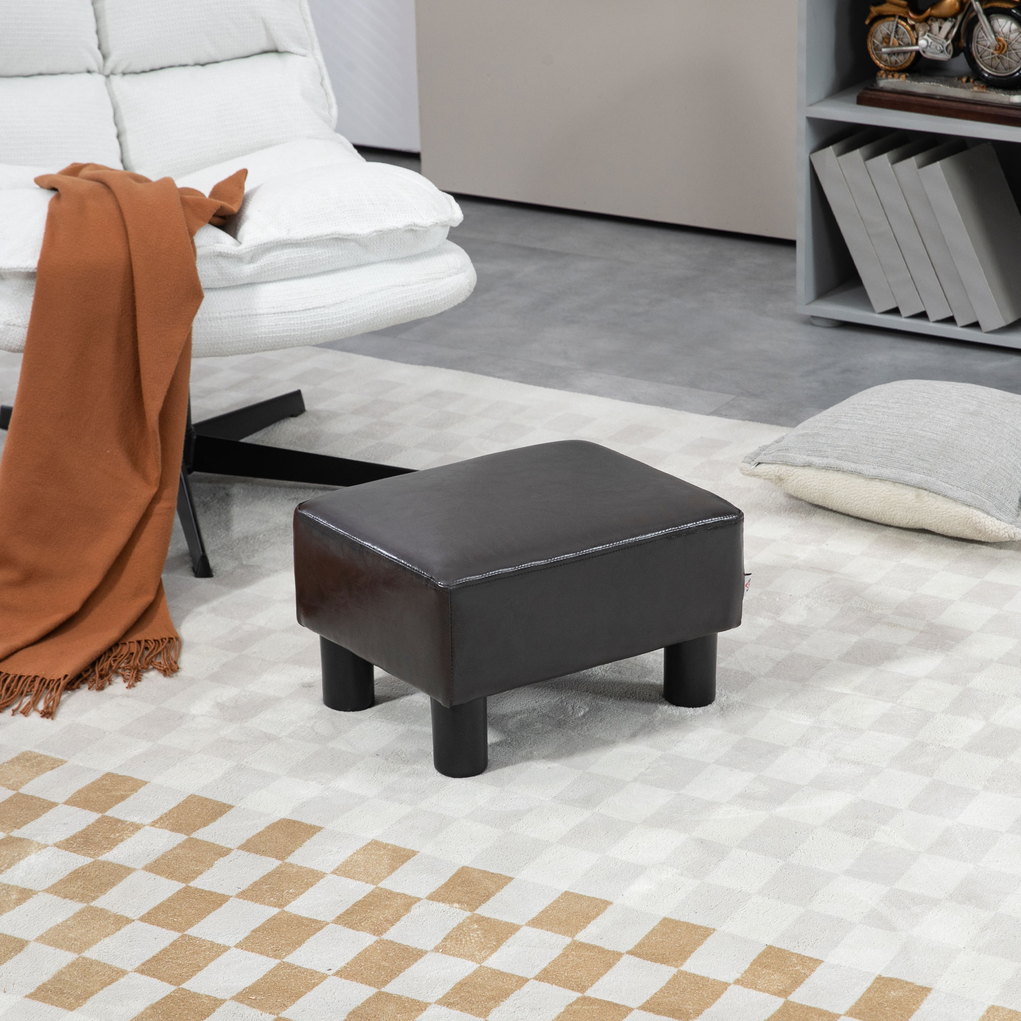 Hocker mit Stoffbezug in Kunstlederoptik, bis 110 kg, Kaffee, 40 x 30 x 24cm