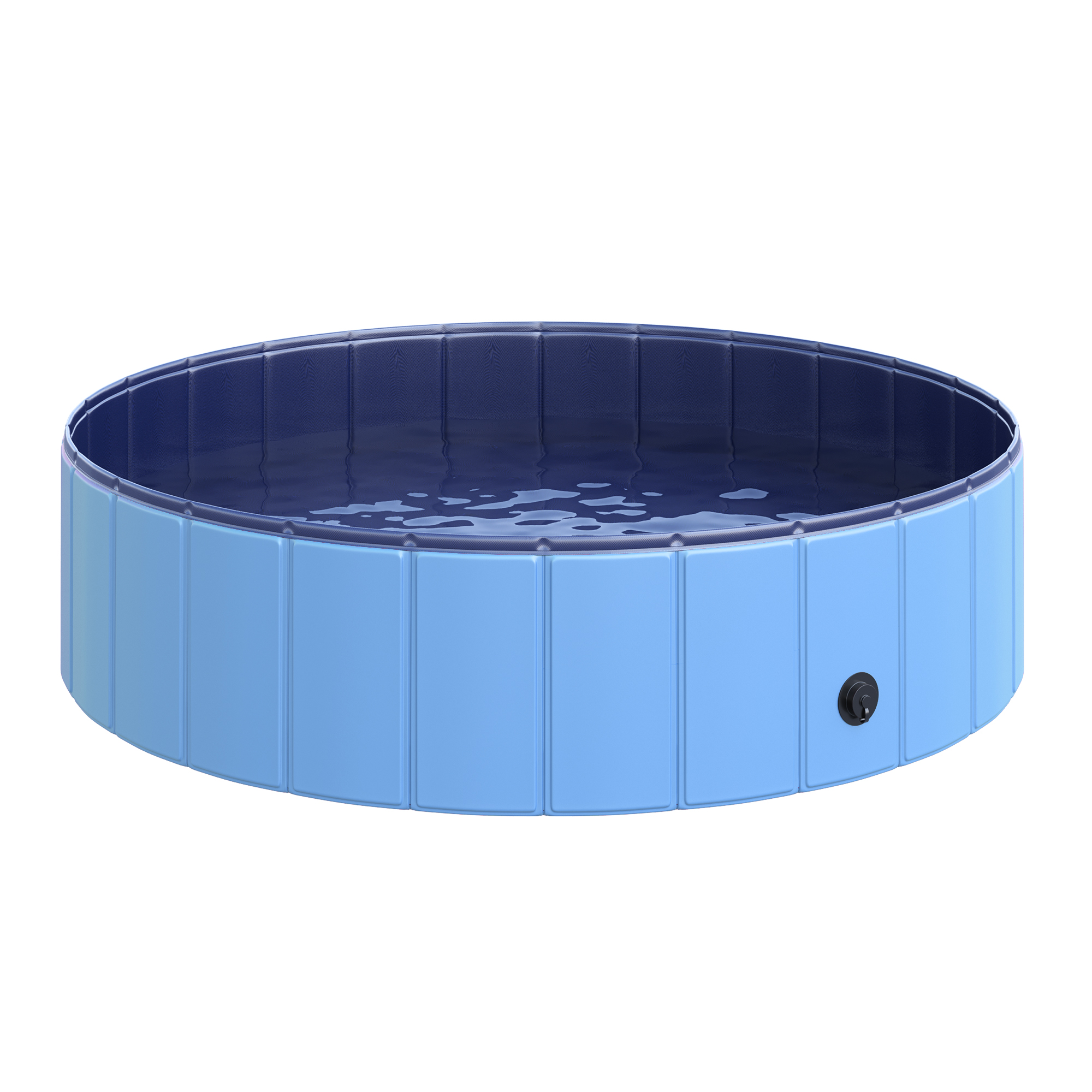Hundebadewanne faltbar Badewanne Hundepool Plantschbecken Swimmingpool Wasserbecken für Hunde und Katzen Schwimmbecken Kunststoff+Holz Blau Ø120 x H30 cm