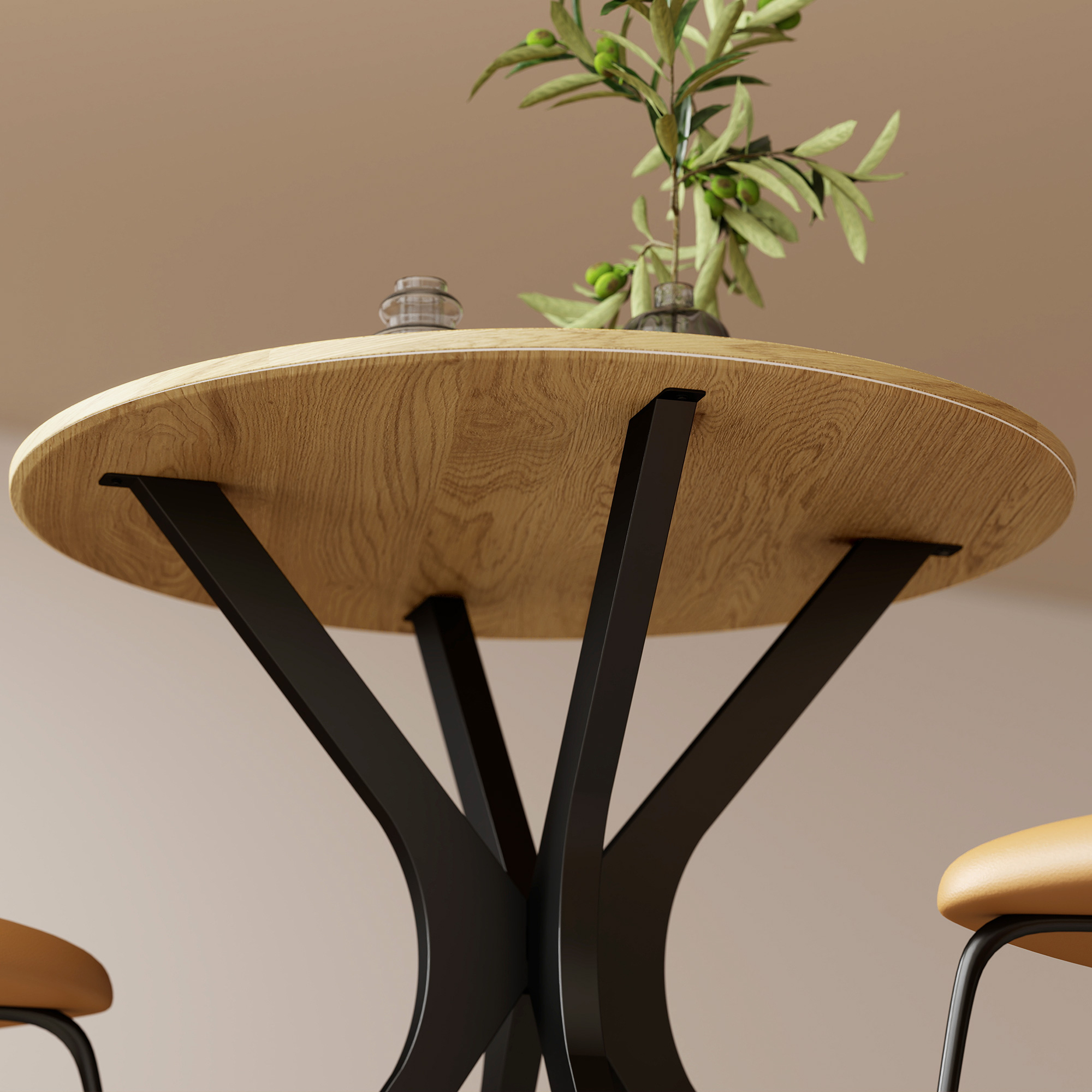 Esstisch Küchentisch Runder Tisch, Modernes Design, 78 cm x 78 cm x 75 cm, Naturholz