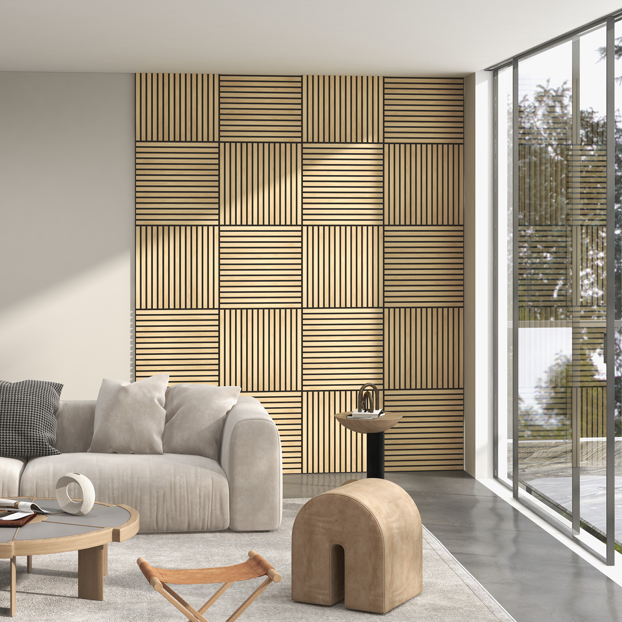 Akustikpaneel, Schallabsorption, DIY Lamellenwand, MDF & Polyester, einfache Installation, Eiche