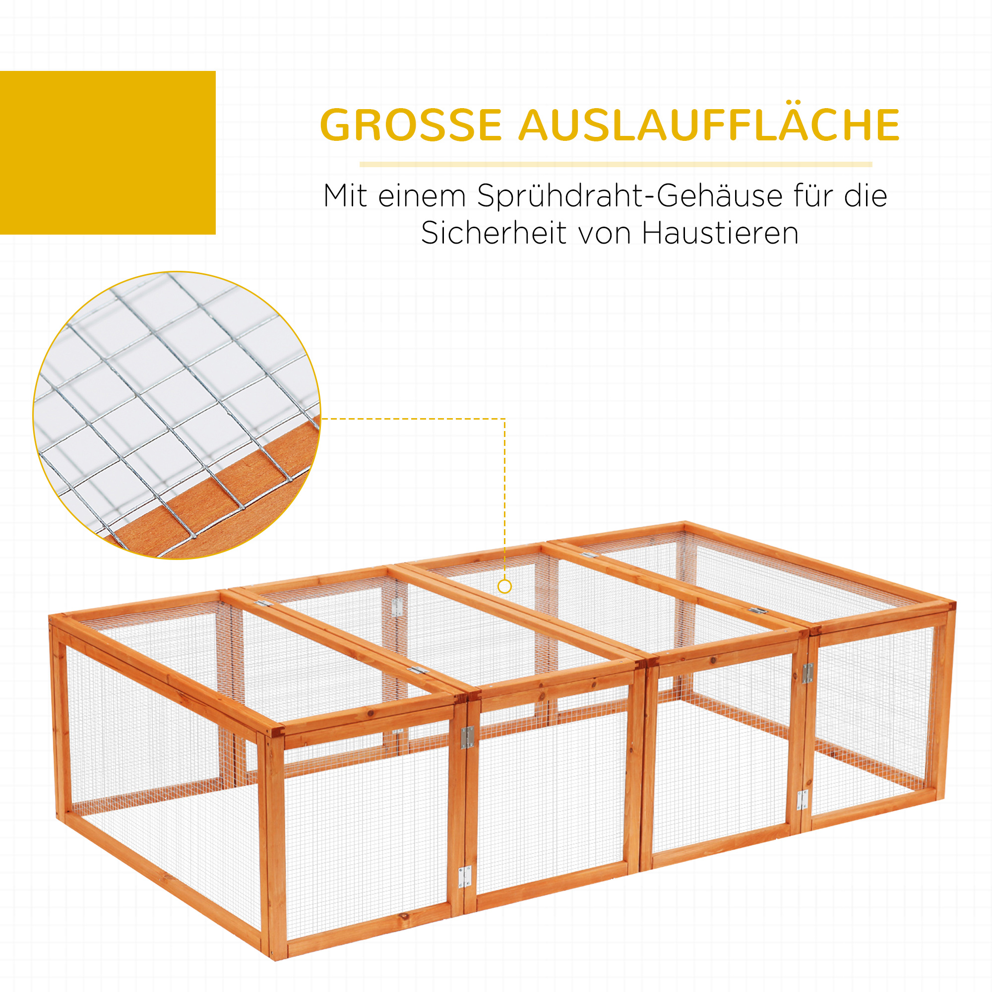 Hasenstall Kaninchenstall aus Holz Winterfest Kaninchenkäfig mit aufklappbar Dach 181x100x48 cm Kleintierstall Hasenkäfig für Kleintiere Kaninchen Meerschweinchen Indoor Outdoor Natur