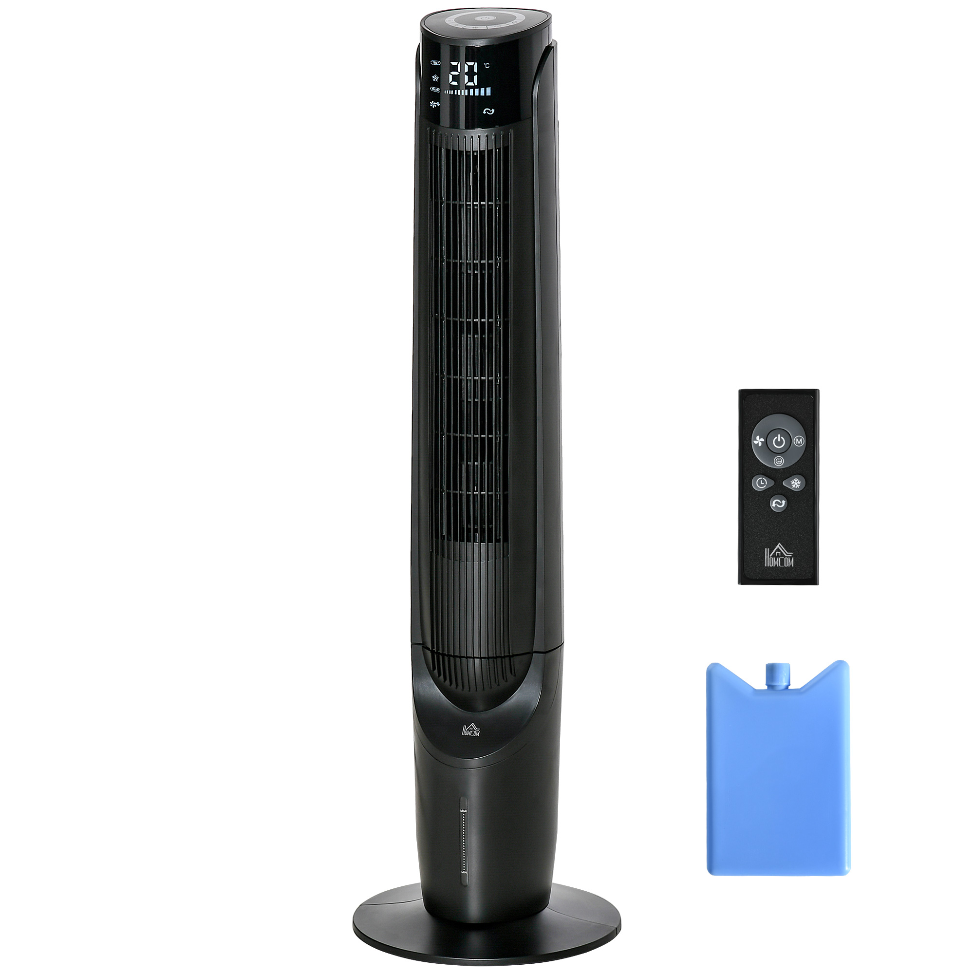 Turmventilator, Klimaanlage mit 4 Modi, 3 Geschwindigkeiten, Timer, Kunststoff