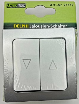 DELPHI Jalousien-Steuerung Hoch/Runter / Taster, inkl. Rahmen, UP, silber