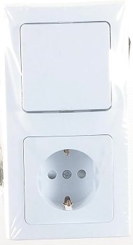DELPHI Set Steckdosen + Schalter +Rahmen / 250V~/ 16A, Steckanschluss, weiß