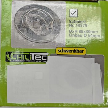 Decken-Einbaustrahler "SR90" chrom-matt / schwenkbar, Ø 88mm, für 50mm Lampen