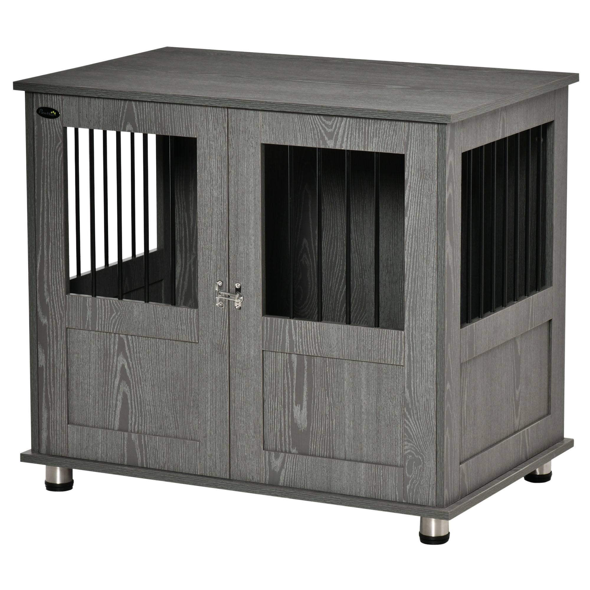Hundebox, Haustierbox, Hundehütte mit Schloss, Magnettür, Hundehaus mit Fenster, für große Hunde, 85 x 55 x 75 cm, Grau Hundebox, Haustierbox, Hundehütte mit Schloss, Magnettür, Hundehaus mit Fenster, für große Hunde, 85 x 55 x 75 cm, Grau
