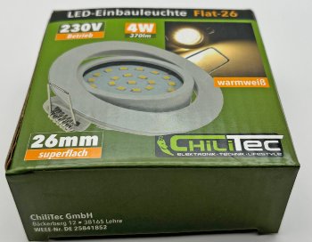 LED-Einbauleuchte "Flat-26" warmweiß / 80x26mm, 3W, 370lm, weißes Gehäuse